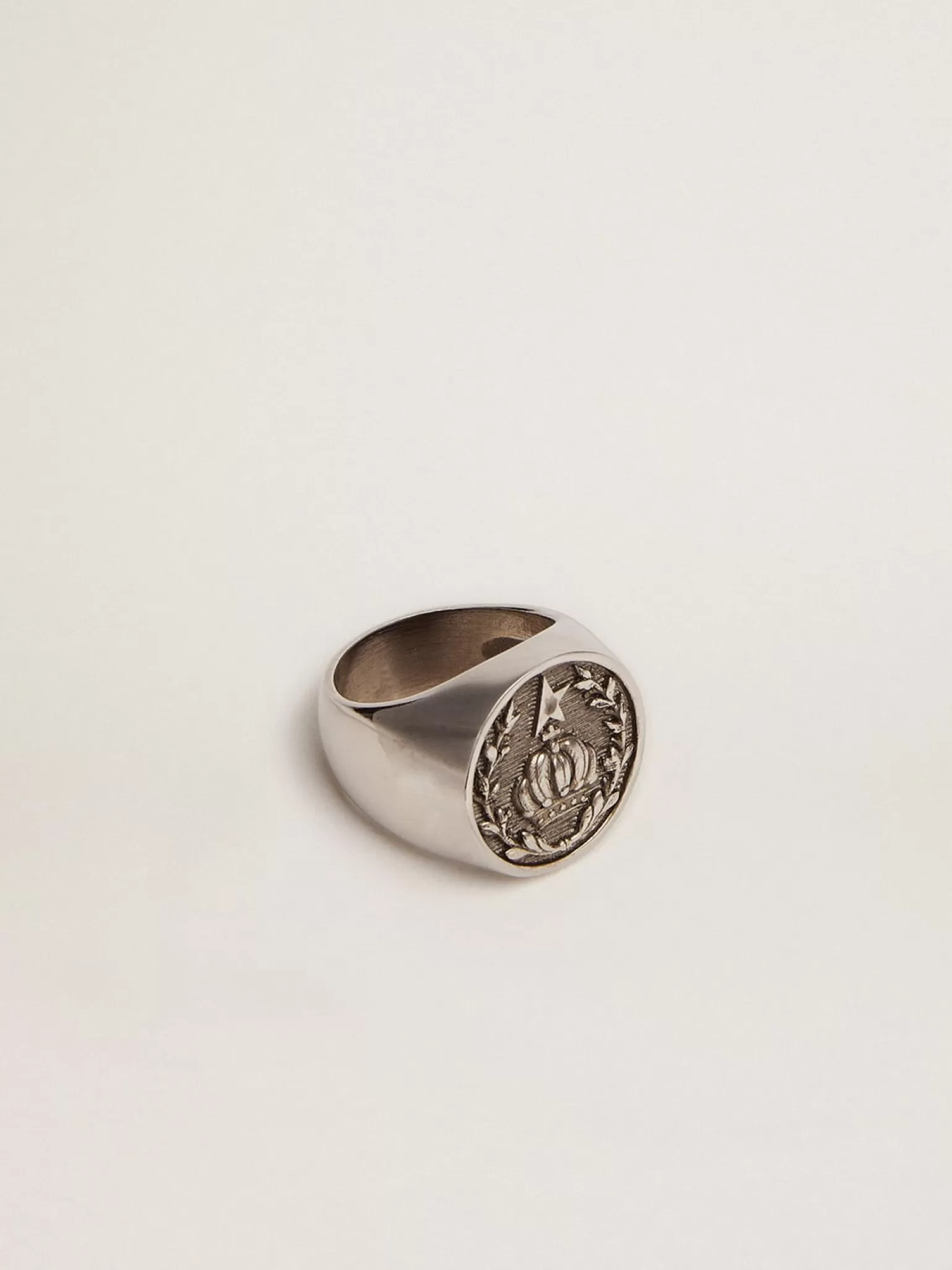 Shop Anel de sinete masculino na cor prata velha Jewels