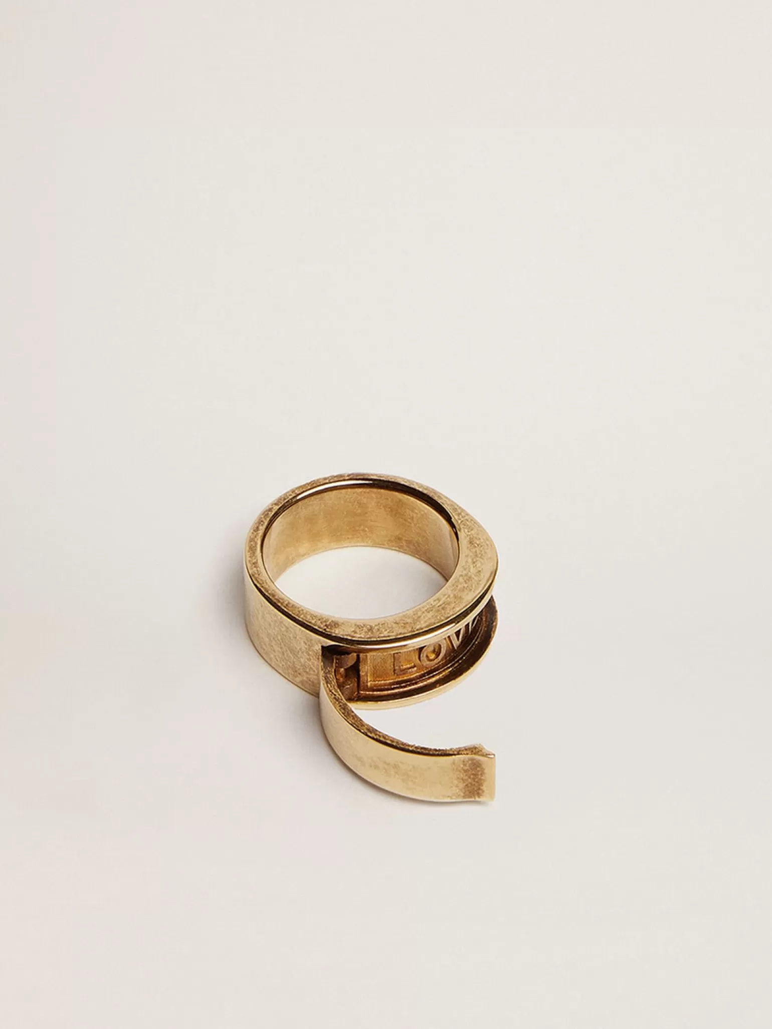 Outlet Anel feminino cor ouro velho com mensagem escondida MULHER Jewels | Joias
