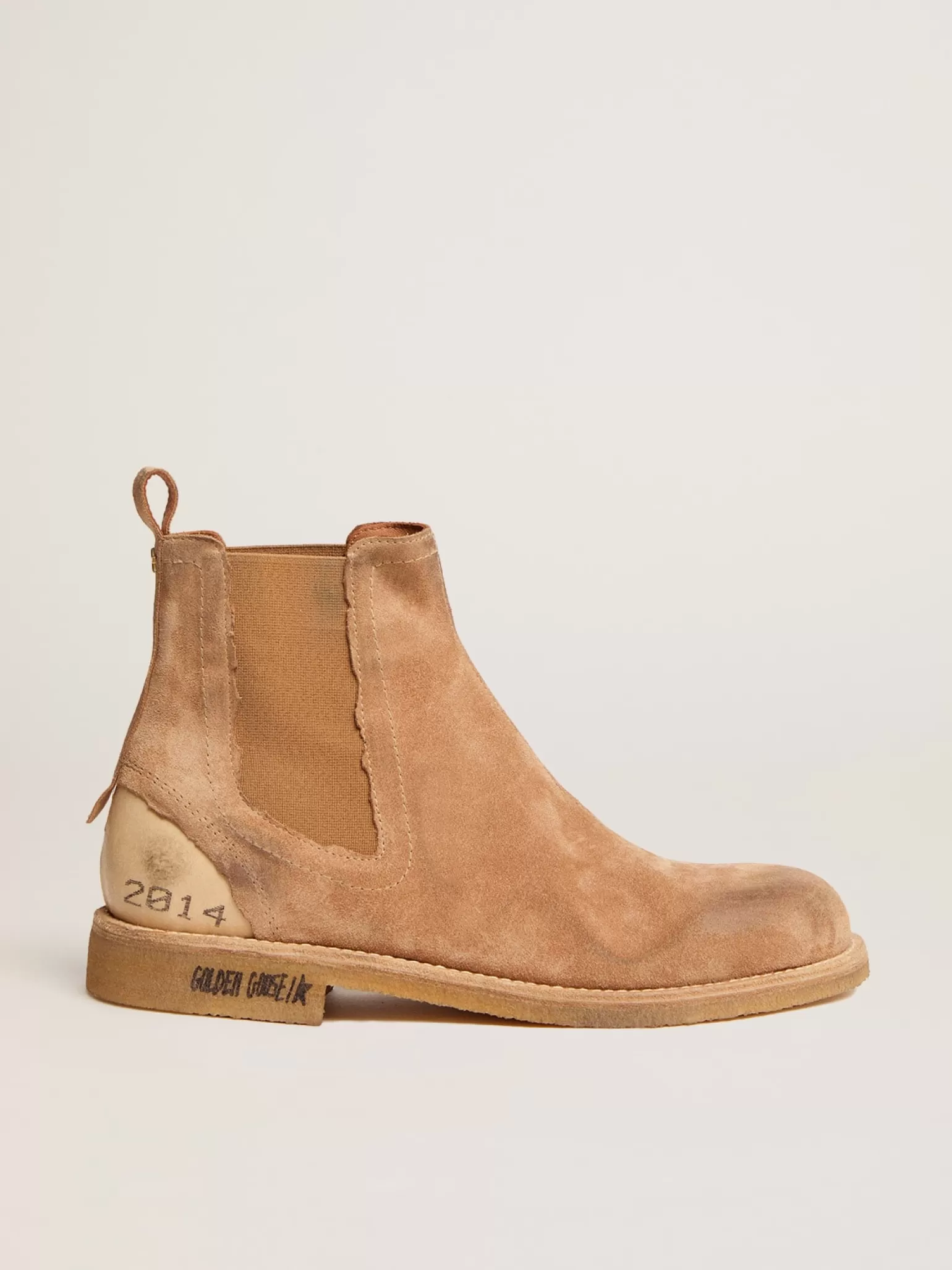 Best Sale Ankle boot Chelsea John de suede na cor caramelo Botas