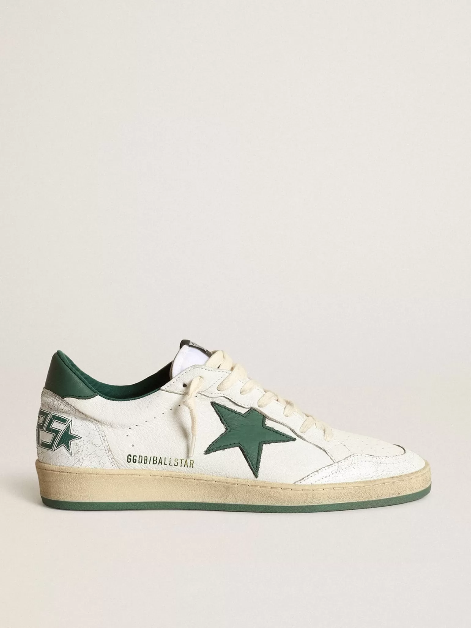 Flash Sale Ball Star Feminino de napa branca com estrela e talão de couro verde MULHER Ball Star