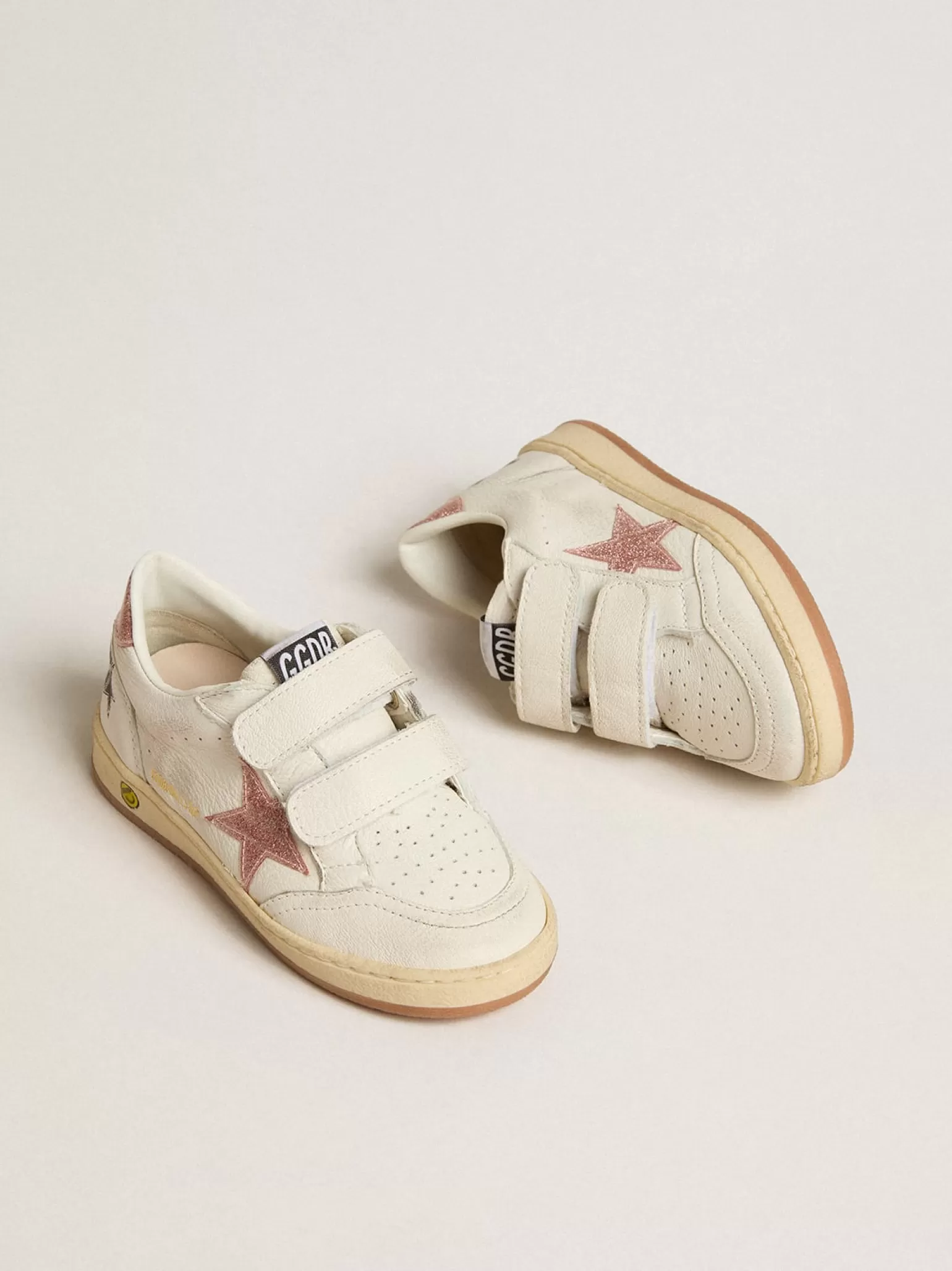 Best Ball Star Junior de napa com estrela e talão de glitter rosa pêssego Meninas pequenas (1-3 anos)