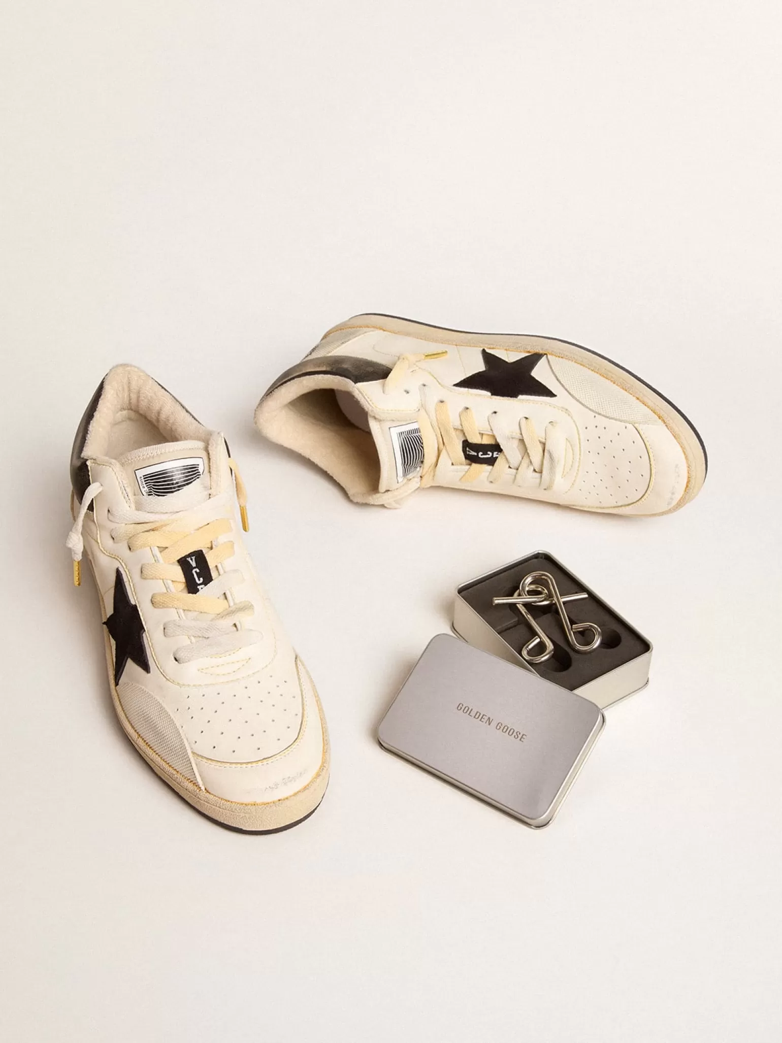 Best Ball Star Pro Mid Masculino de couro branco usado com estrela preta Ball Star