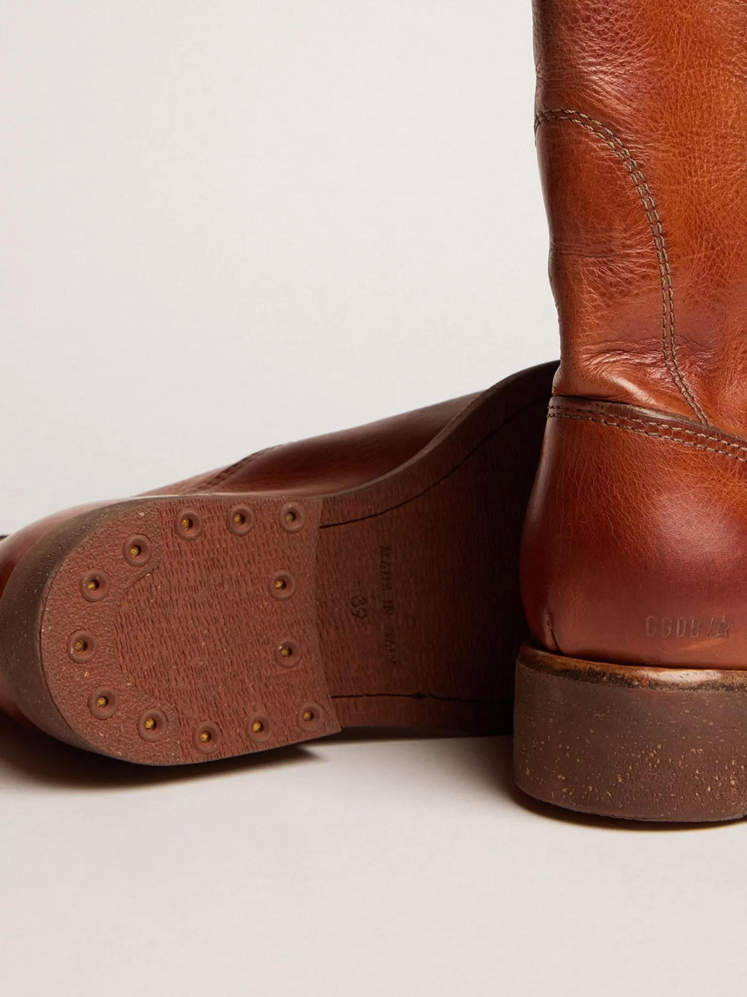 Outlet Biker boots in tan-colored leather MULHER Botas