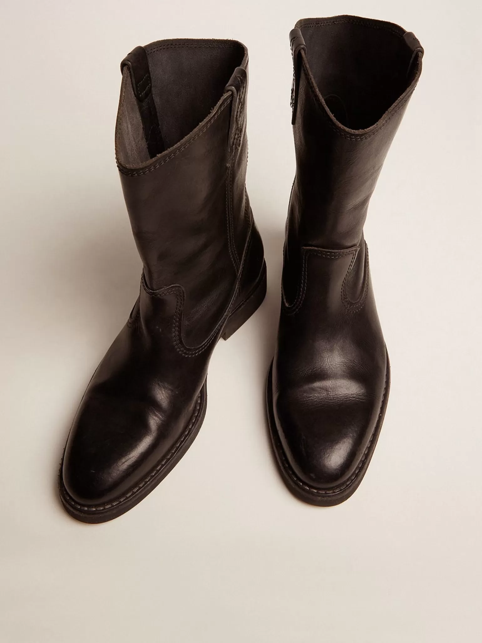 Flash Sale Biker de couro preto MULHER Botas