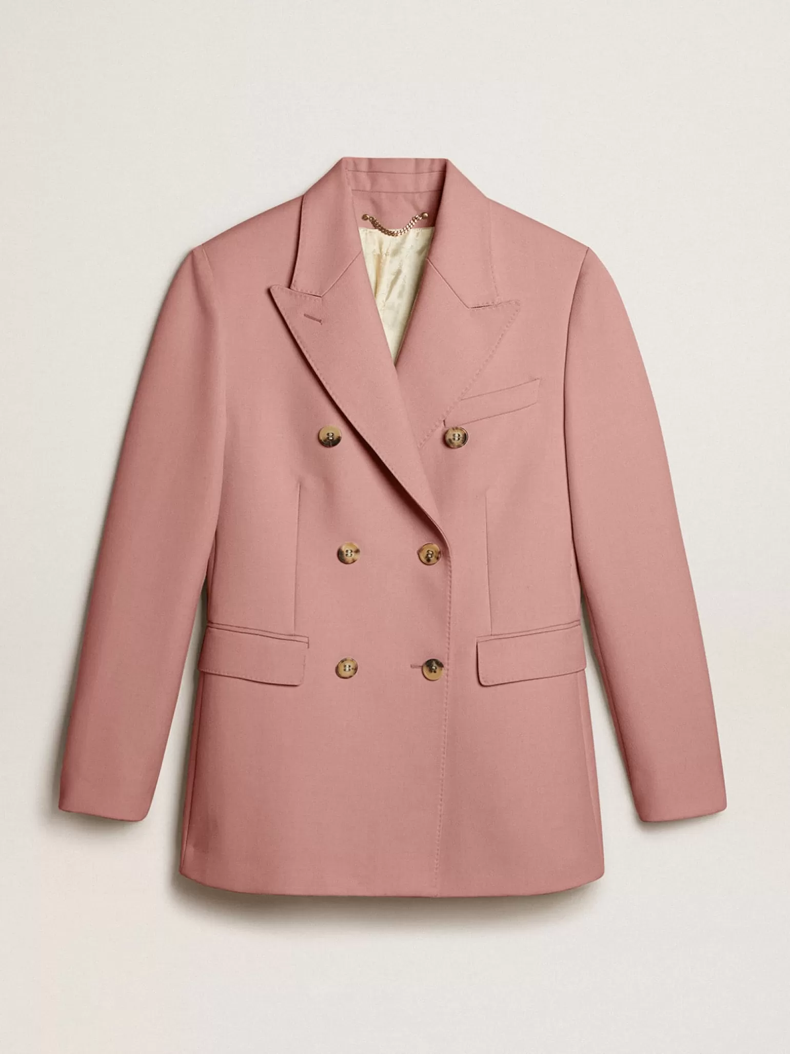 Store Blazer de abotoamento duplo de tecido rosa de alfaiataria MULHER Blazers