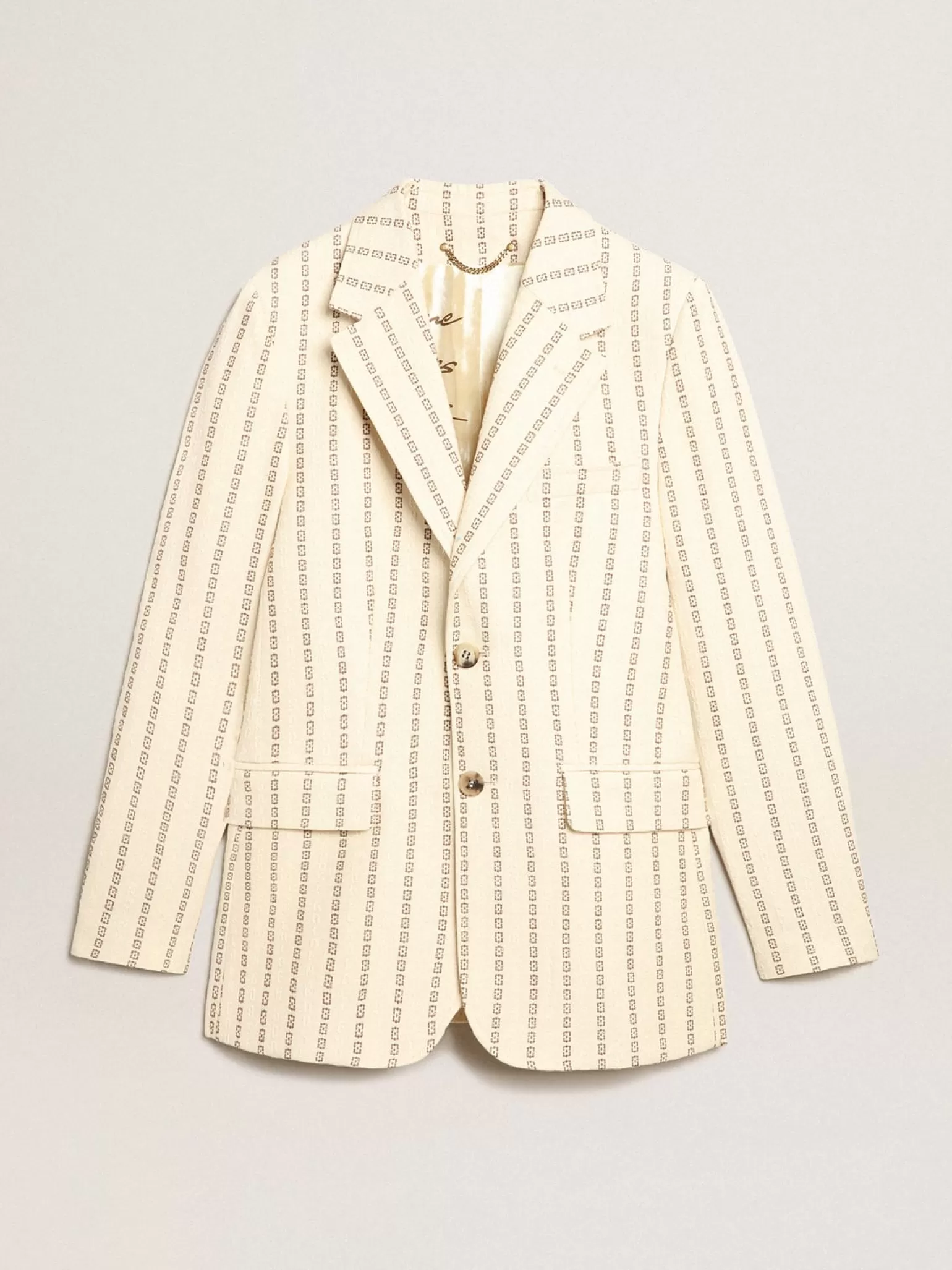 Outlet Blazer de abotoamento simples de algodão creme e estampa jacquard MULHER Blazers