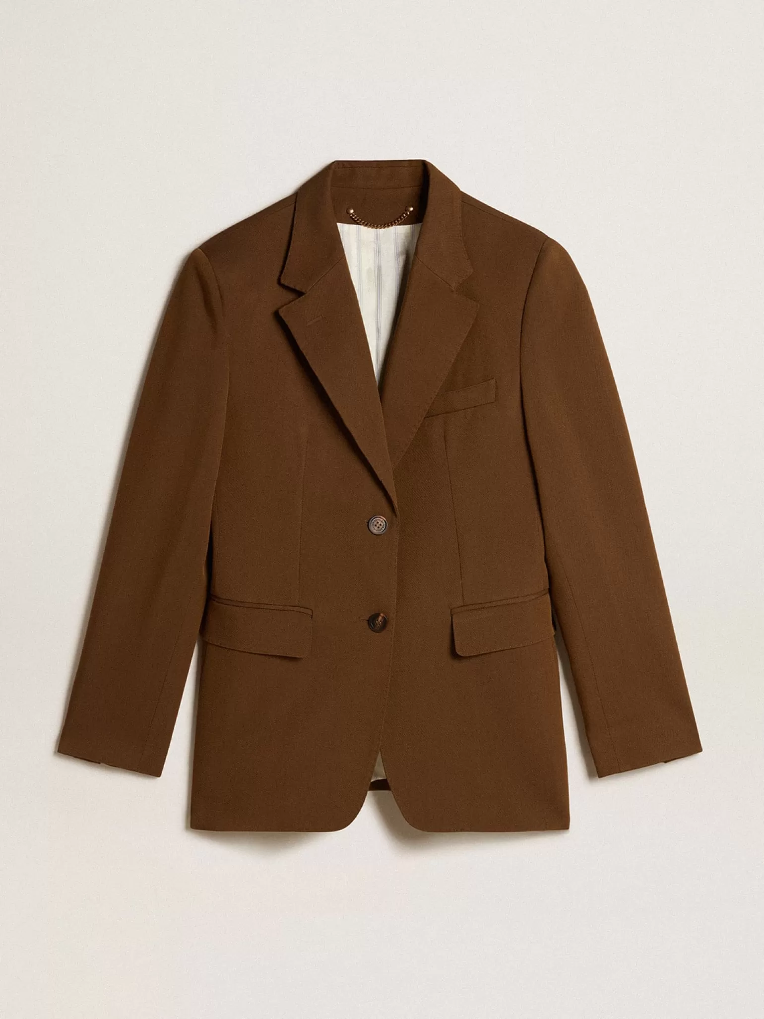 Discount Blazer de abotoamento simples de lã cor de faia com botões de chifre MULHER Casacos e blusões