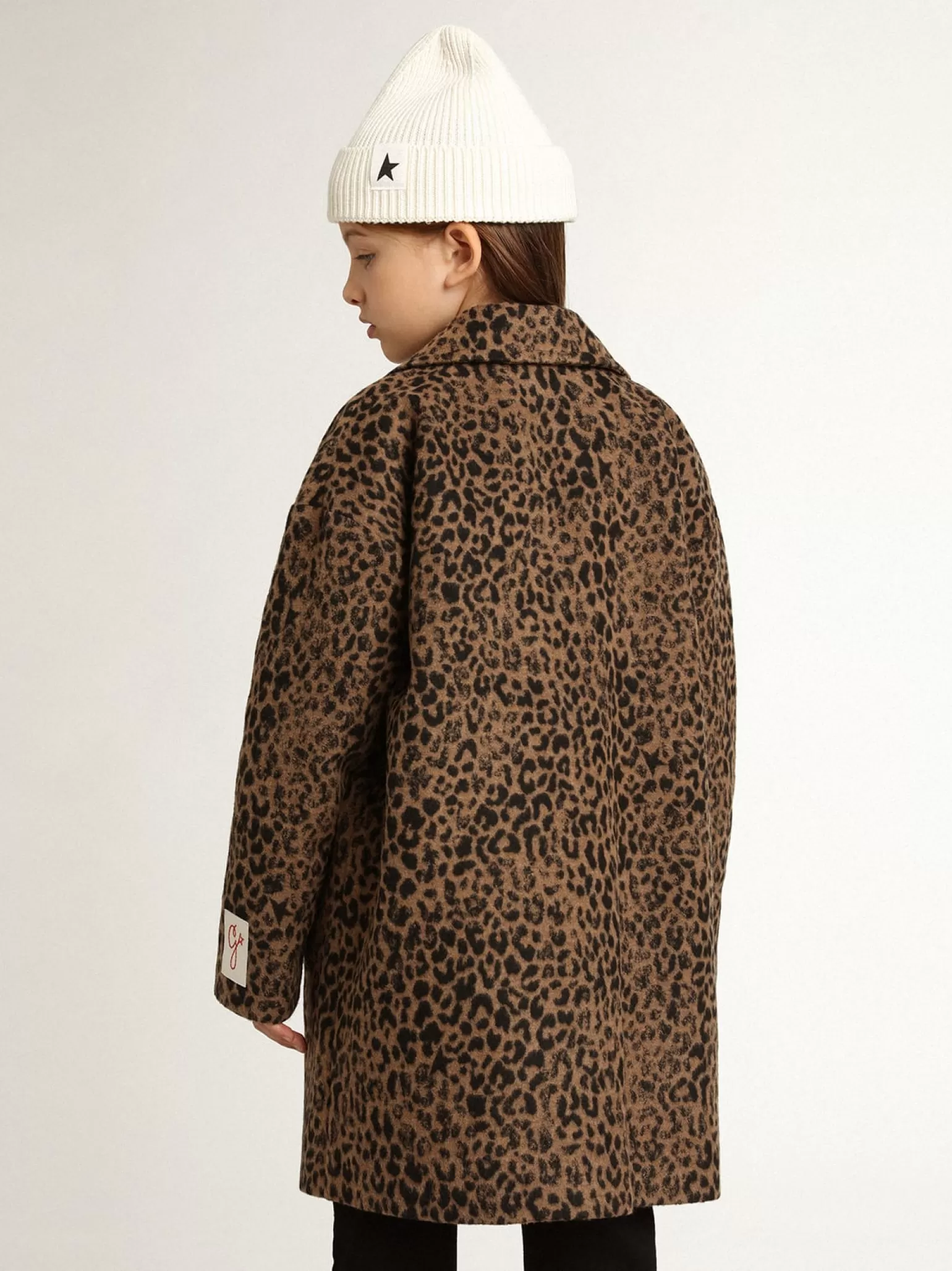 Flash Sale Blazer de abotoamento simples de lã infantil feminino, animal print jacquard Roupas de cima (4-12 years)