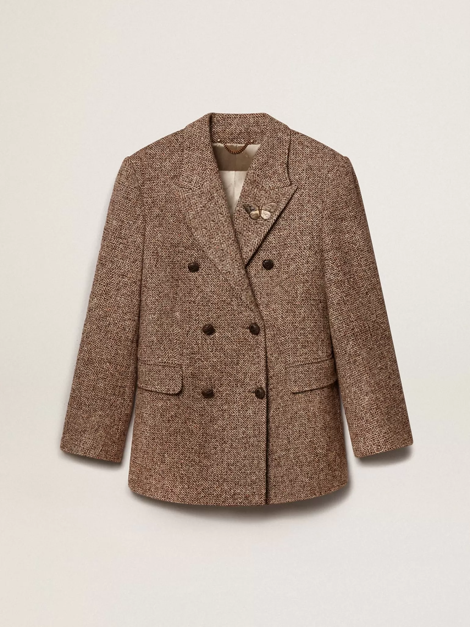 Outlet Blazer feminino de abotoamento duplo marrom com fecho com botões MULHER Blazers