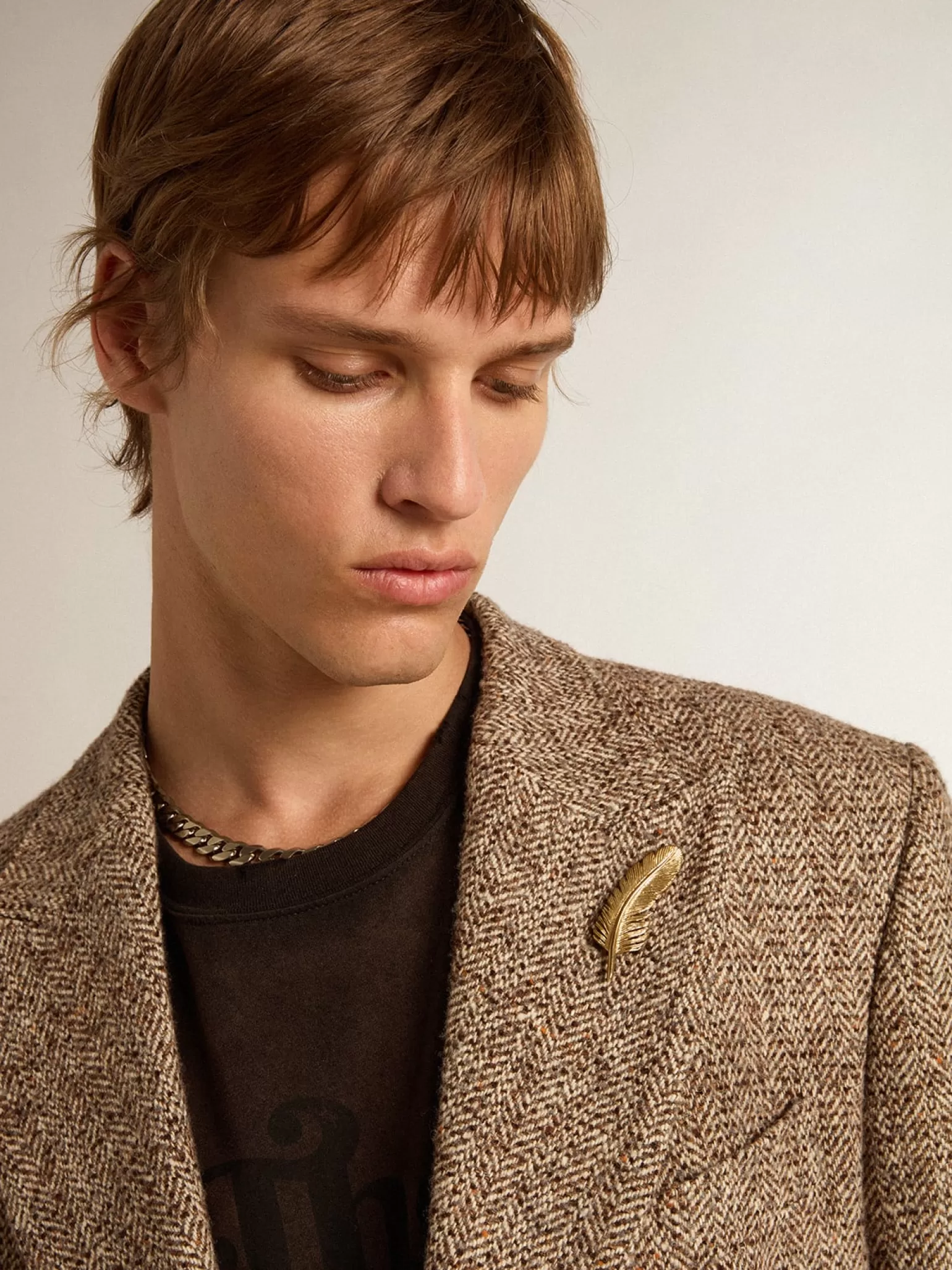 Flash Sale Blazer masculino de abotoamento duplo marrom com fecho com botões Blazers