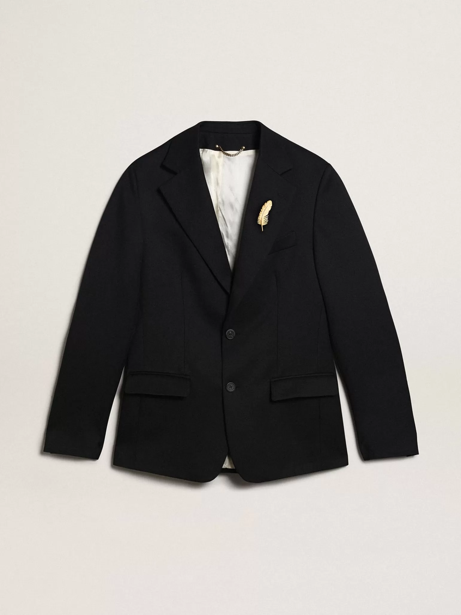 Sale Blazer masculino de abotoamento simples de gabardine de lã azul-escuro Blazers