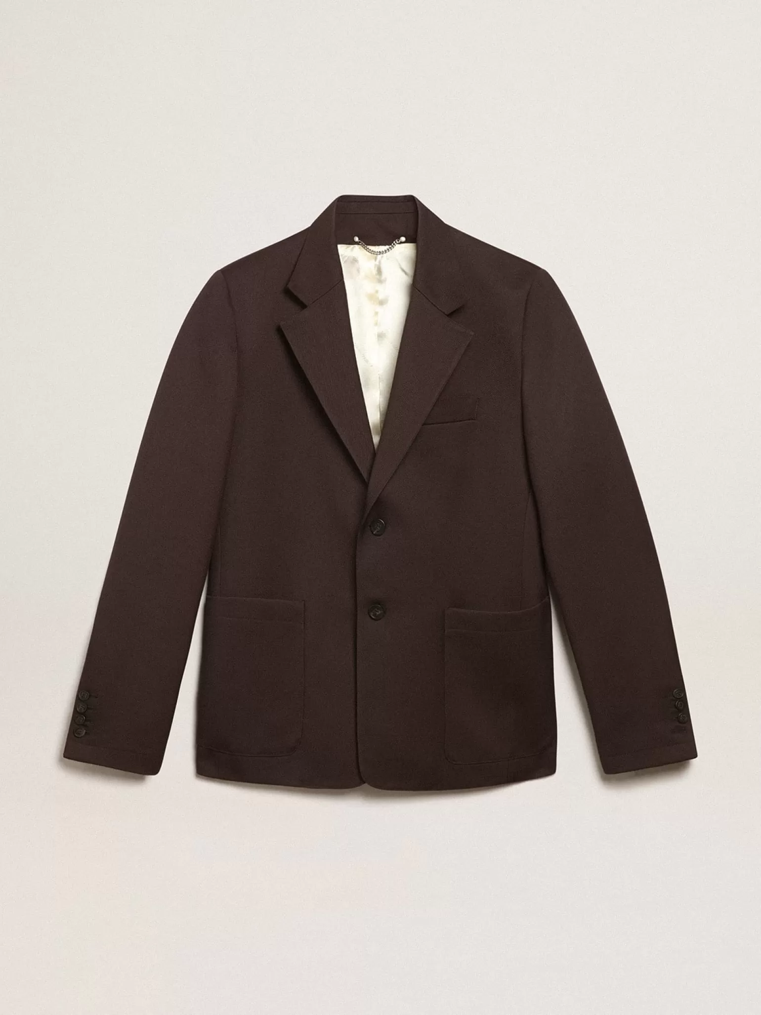 Sale Blazer masculino de abotoamento simples de gabardine de lã cor alcaçuz Blazers