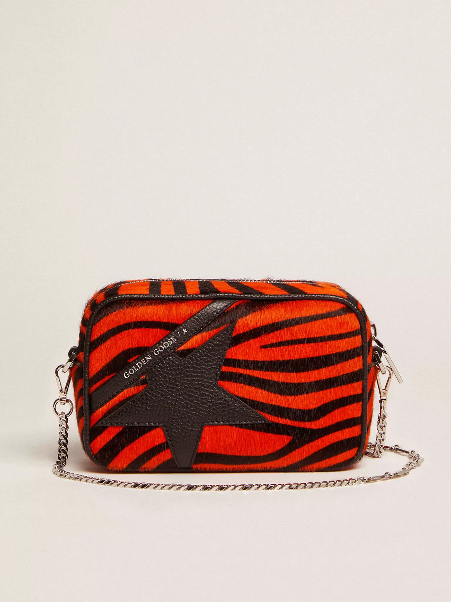 Flash Sale Bolsa Mini Star feminina de couro cavalinho tigre laranja com estrela preta MULHER Minibolsas | Bolsas tiracolo