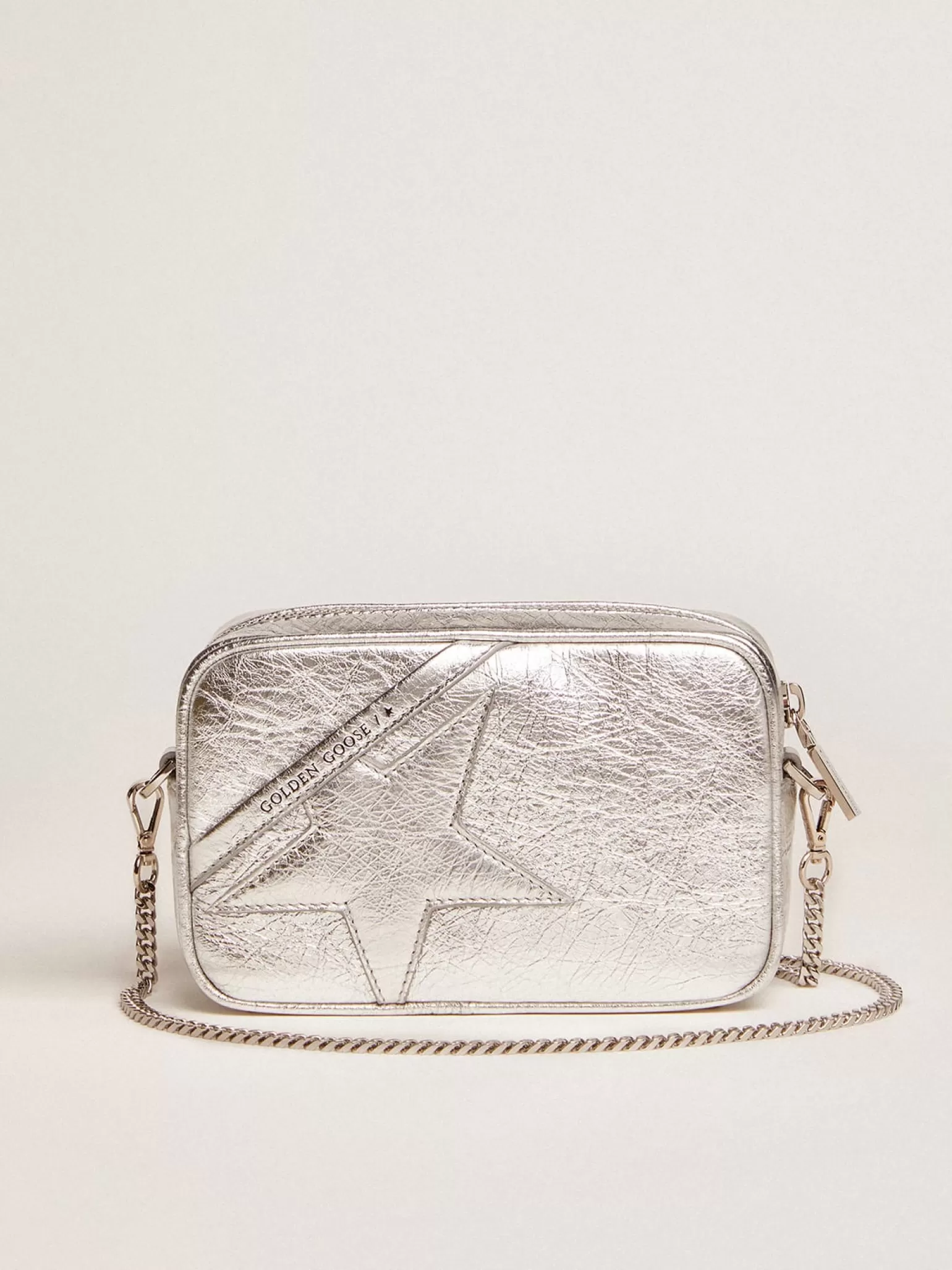 Discount Bolsa Mini Star feminina de couro metálico prateado com estrela tom sobre tom MULHER Minibolsas | Bolsas tiracolo