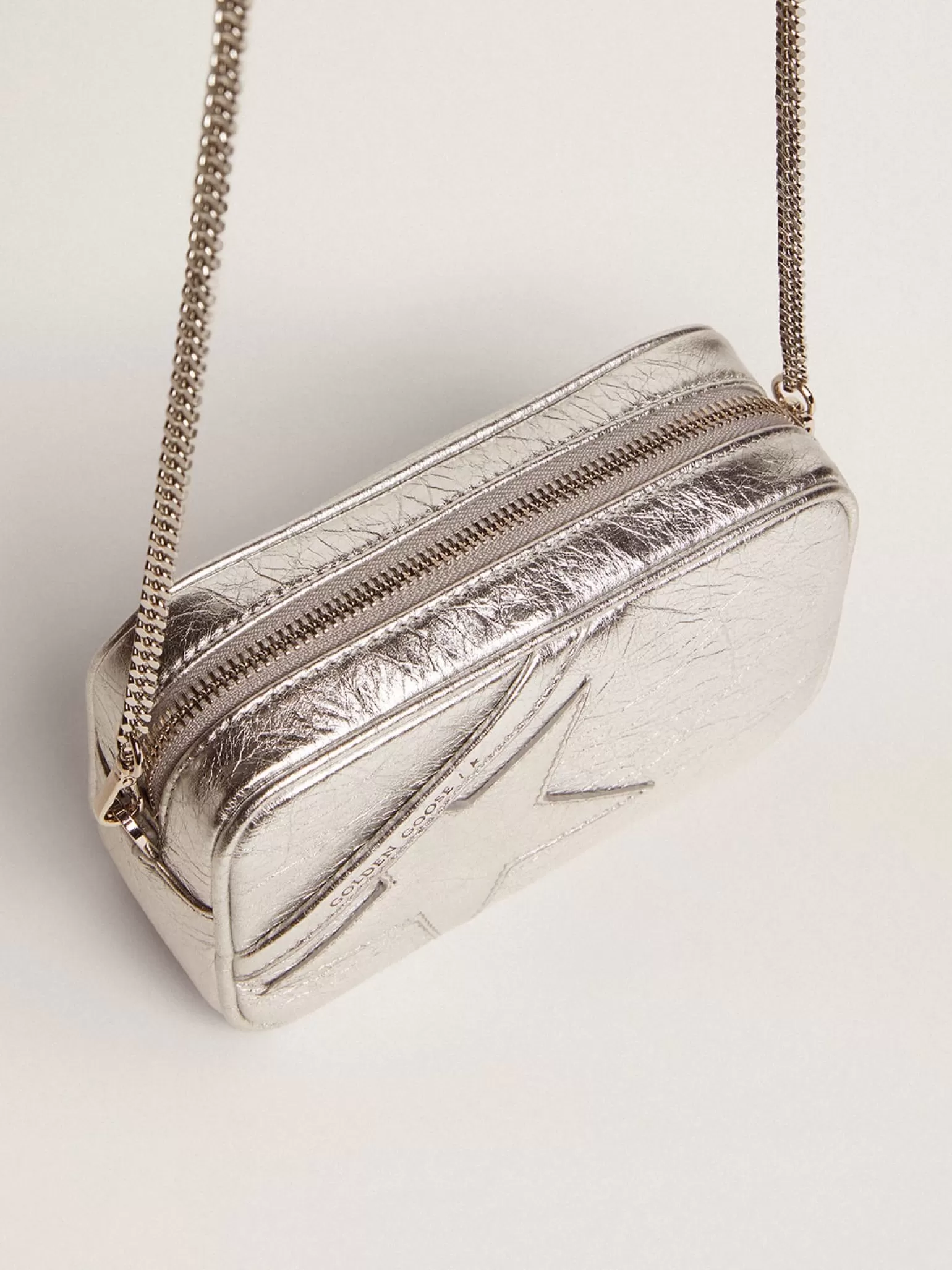 Discount Bolsa Mini Star feminina de couro metálico prateado com estrela tom sobre tom MULHER Minibolsas | Bolsas tiracolo