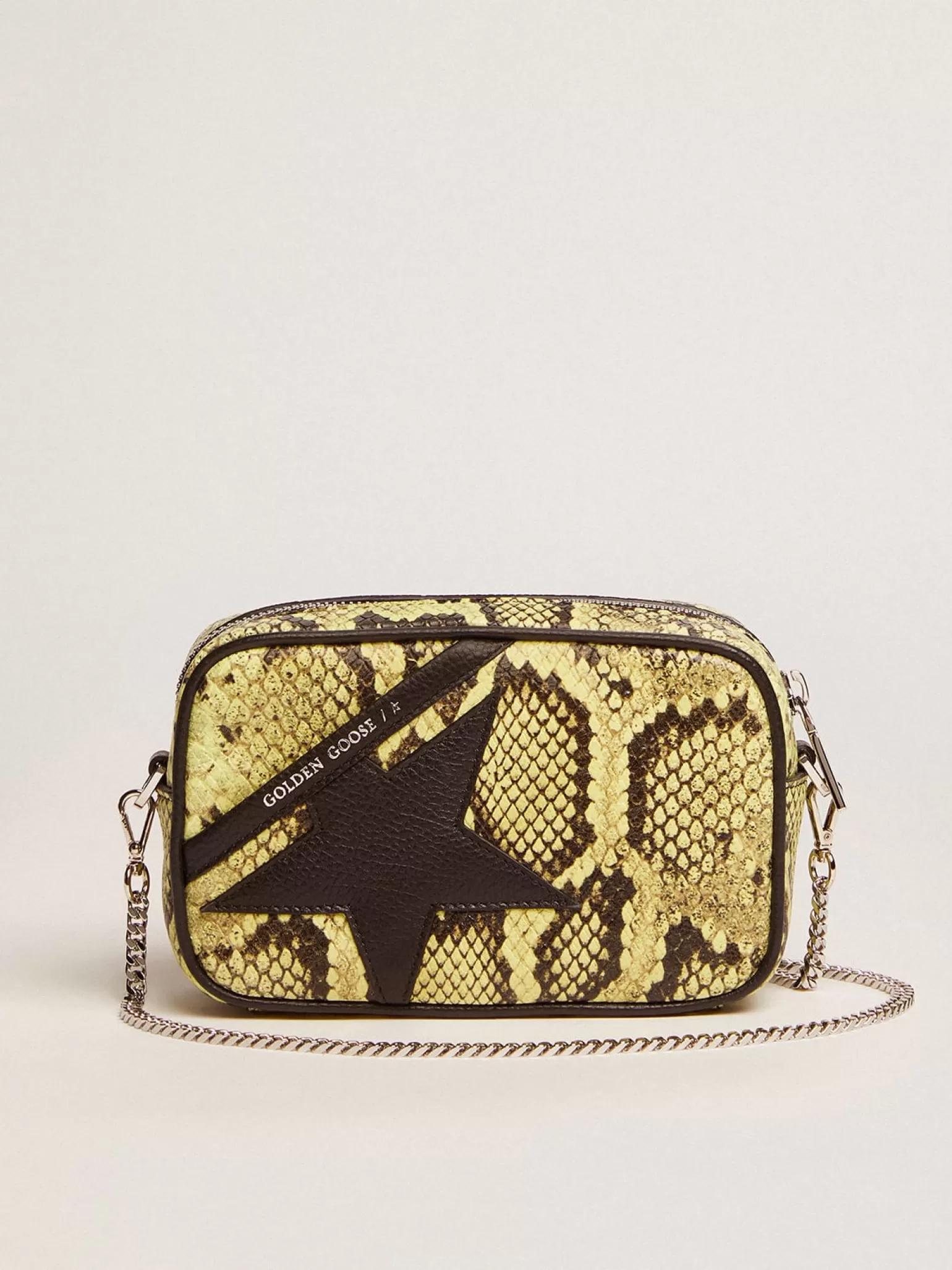 Sale Bolsa Mini Star feminina de couro verde-limão com estampa de píton e estrela preta MULHER Minibolsas | Bolsas tiracolo