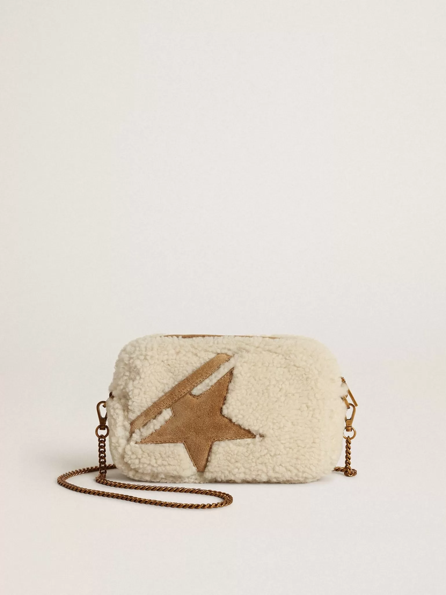 Best Sale Bolsa Mini Star feminina de shearling bege com estrela de suede MULHER Minibolsas | Bolsas tiracolo