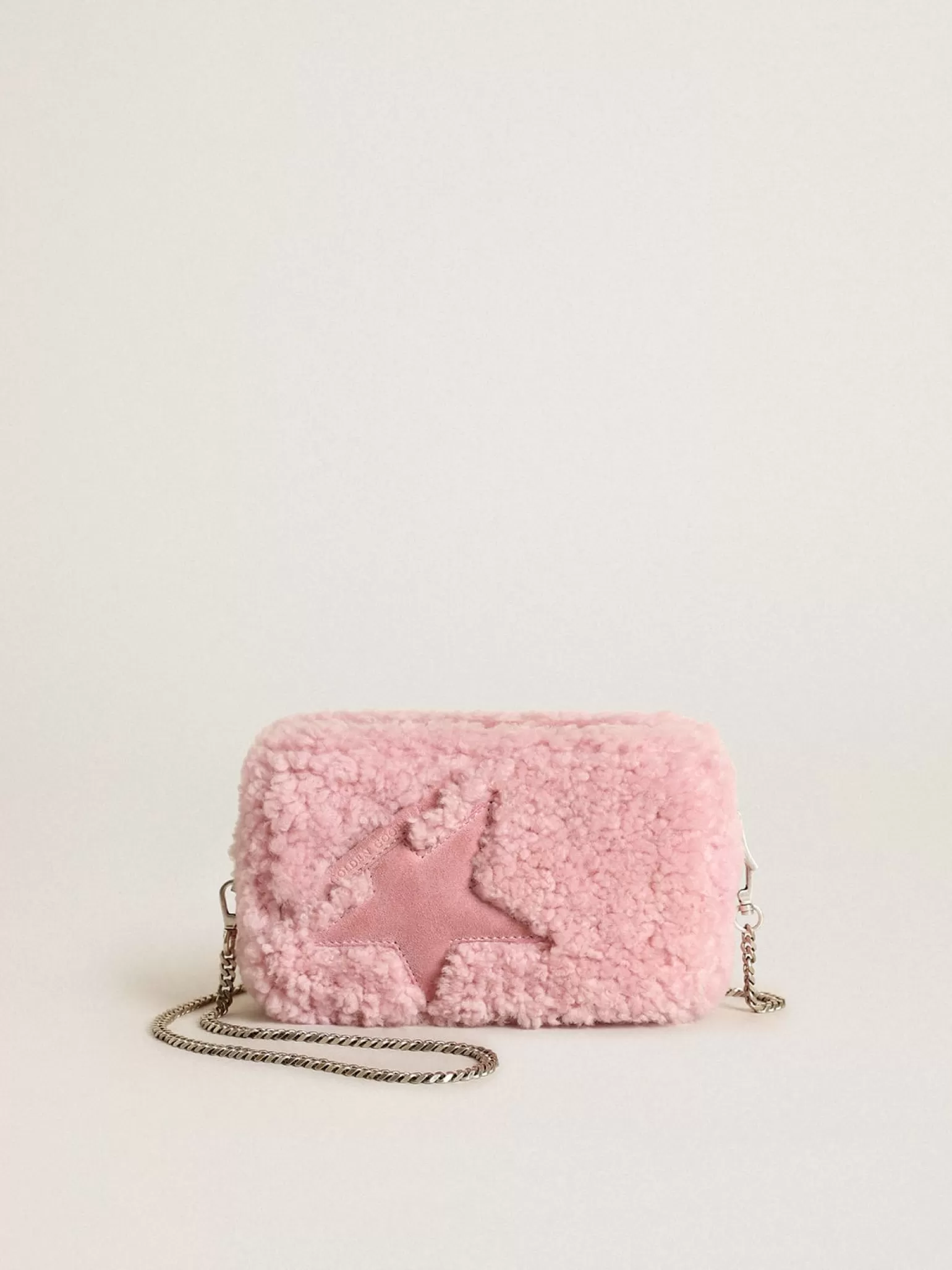 Store Bolsa Mini Star feminina de shearling rosa com estrela de suede MULHER Minibolsas | Bolsas tiracolo