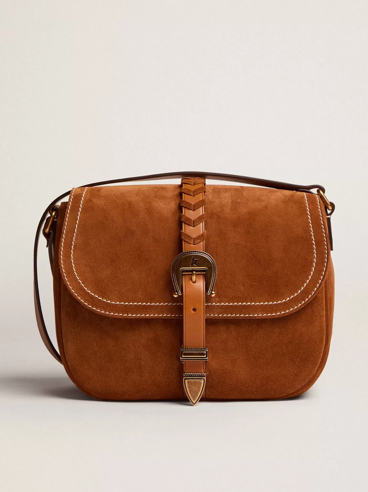 Best Bolsa Rodeo feminina média de suede cor de rum MULHER Bolsas tiracolo