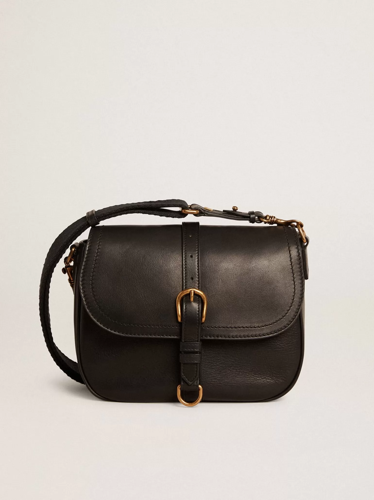 Best Sale Bolsa Sally média de couro preta com fivela e alça de ombro MULHER Bolsas tiracolo