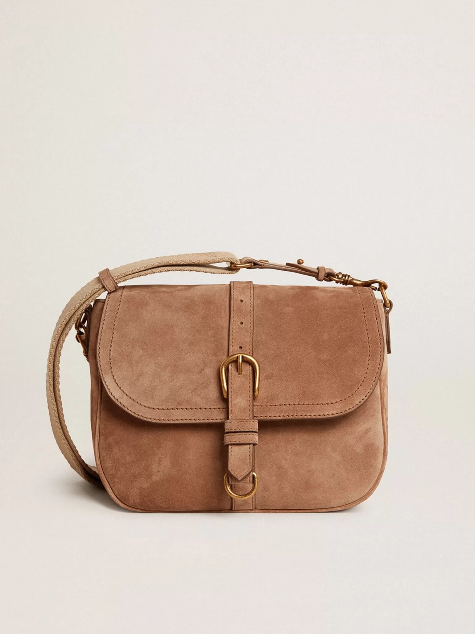 Discount Bolsa Sally média de suede cinza com fivela e alça de ombro em contraste MULHER Bolsas tiracolo