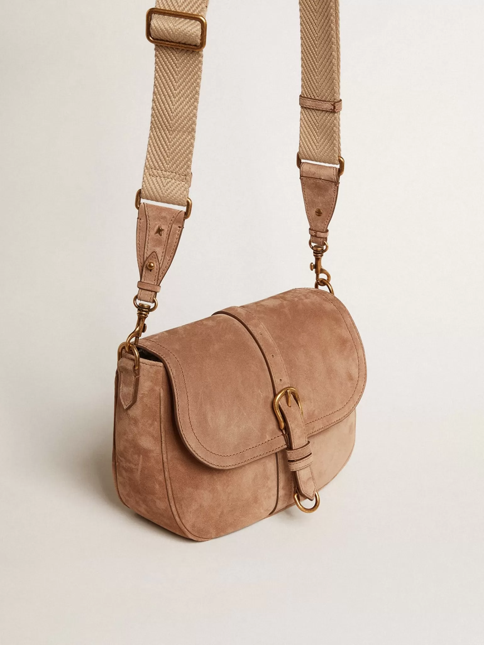 Discount Bolsa Sally média de suede cinza com fivela e alça de ombro em contraste MULHER Bolsas tiracolo