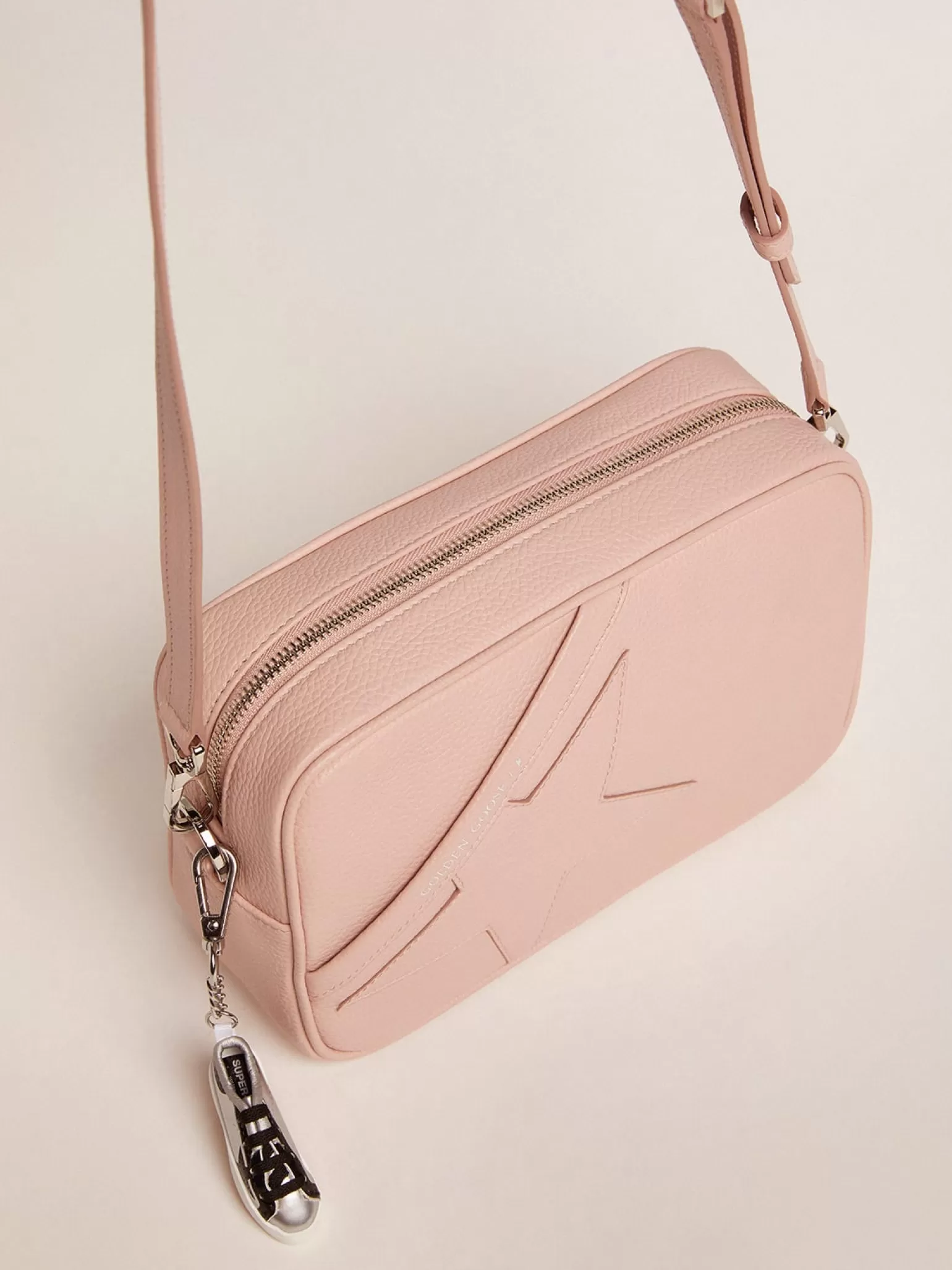 Best Bolsa Star de couro martelado na cor rosa quartzo e estrela tom sobre tom MULHER Bolsas tiracolo