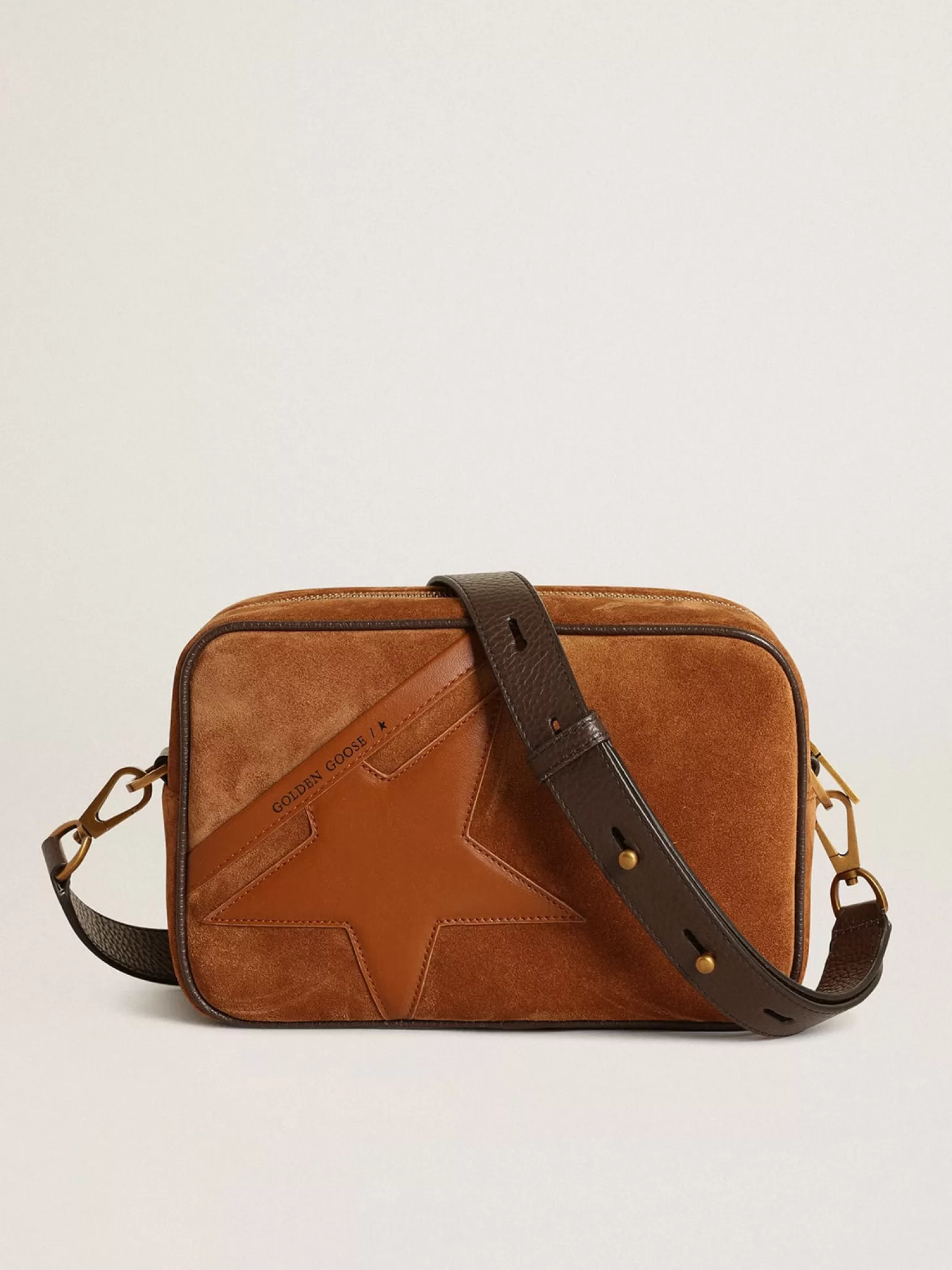 Cheap Bolsa Star de suede cor tabaco com estrela de couro tom sobre tom MULHER Bolsas tiracolo