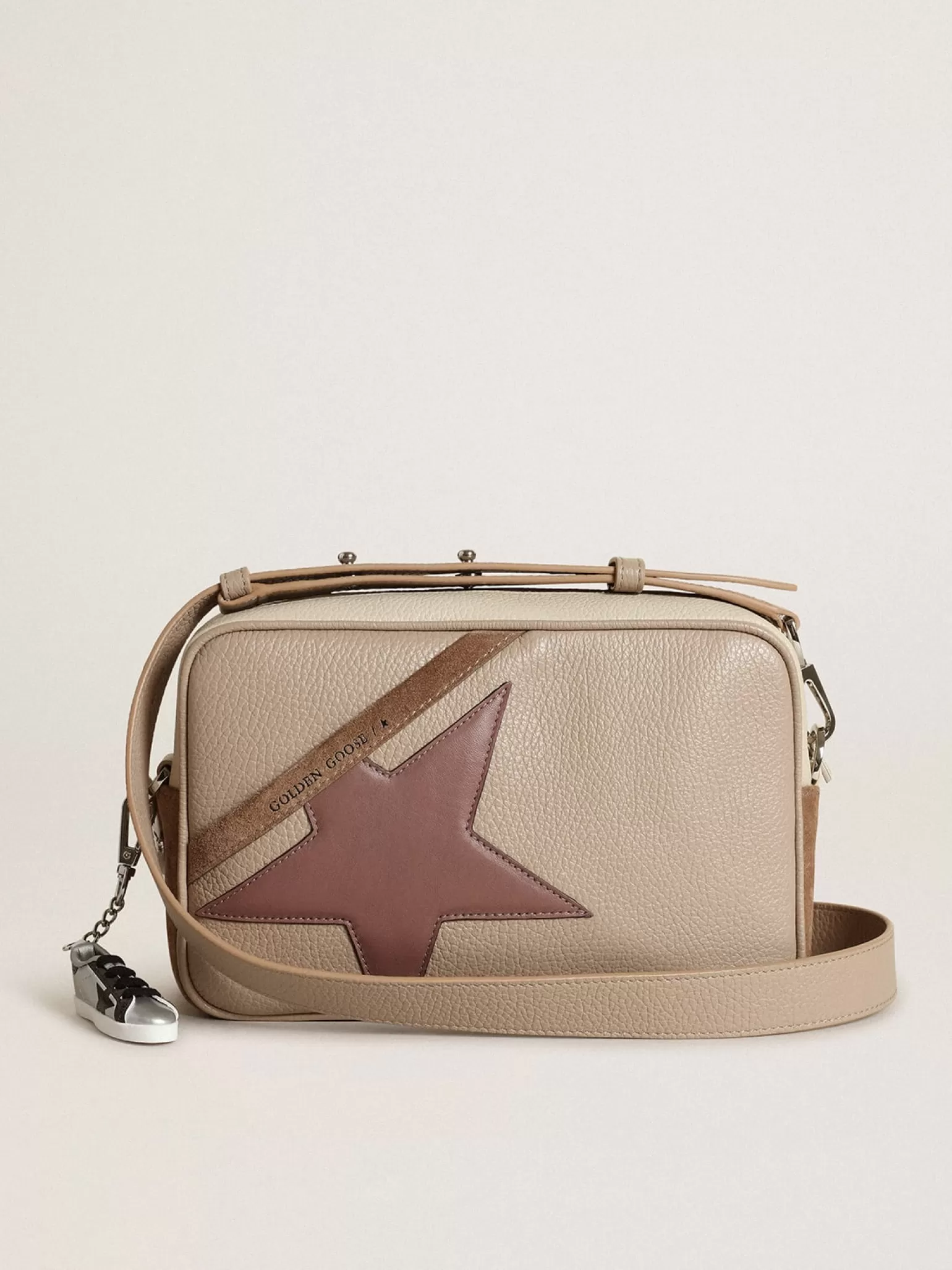 Clearance Bolsa Star feminina grande de couro martelado branco sujo MULHER Bolsas tiracolo