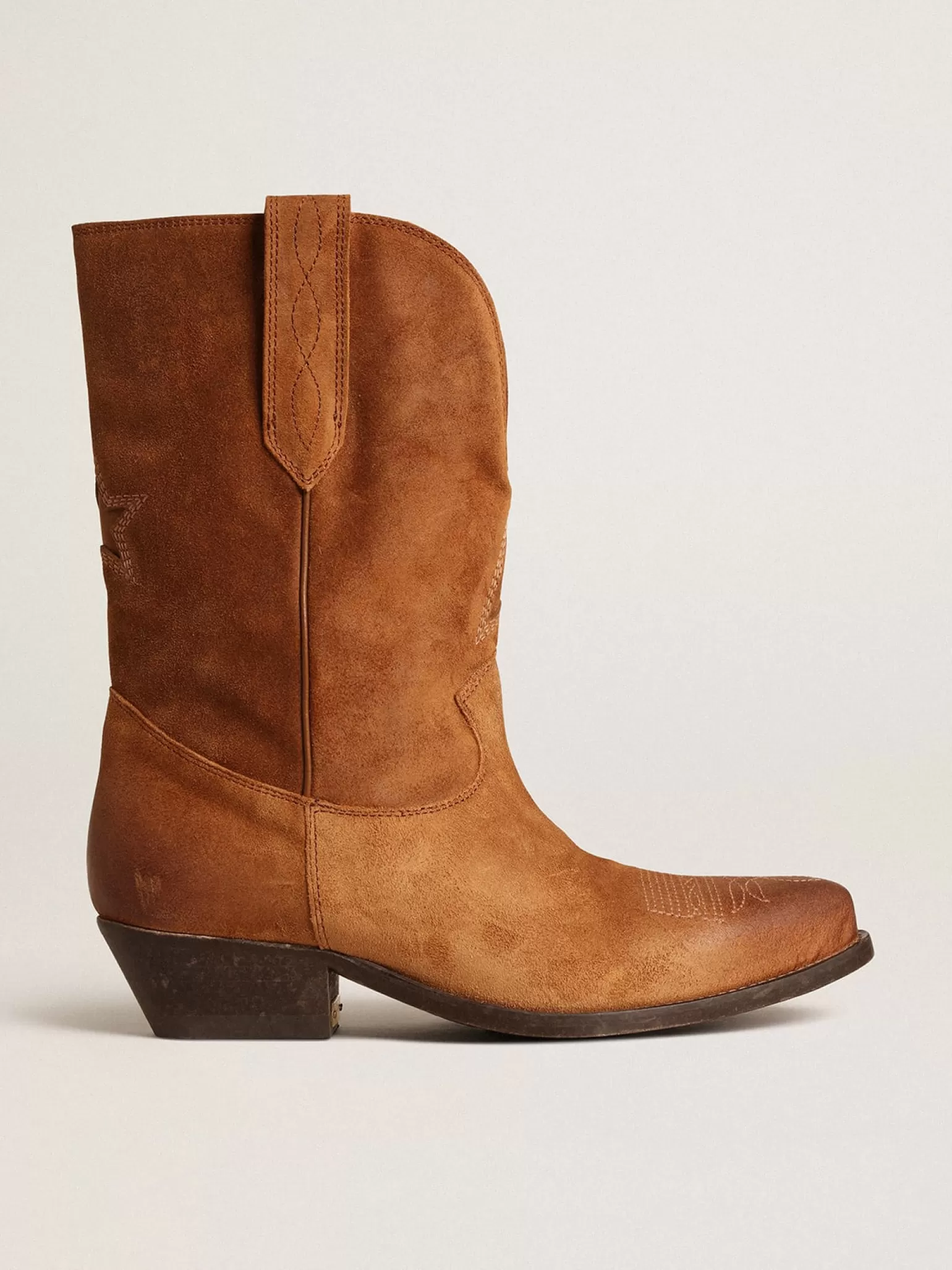Clearance Botas Wish Star cano baixo de suede cor conhaque com estrela embutida MULHER Botas