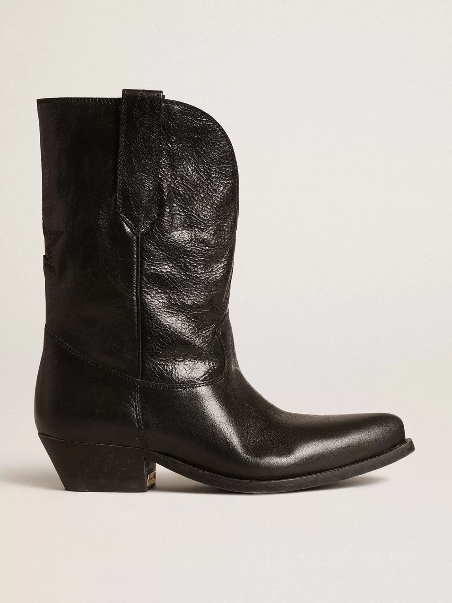 Clearance Botas Wish Star de cano baixo de couro preto com estrela preta MULHER Botas