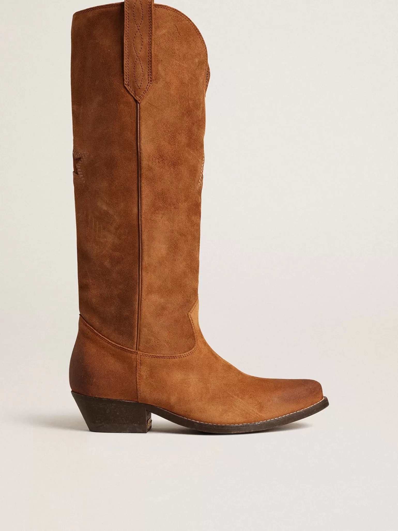 Best Sale Botas Wish Star de suede conhaque com estrela embutida tom sobre tom MULHER Botas