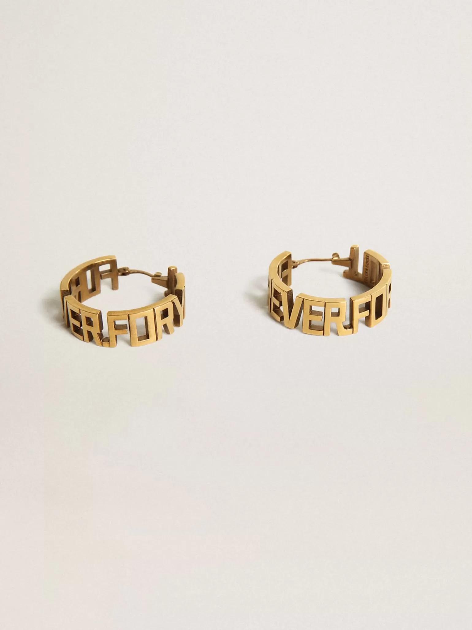 Outlet Brincos de argola na cor ouro velho com escrita Forever For You MULHER Joias
