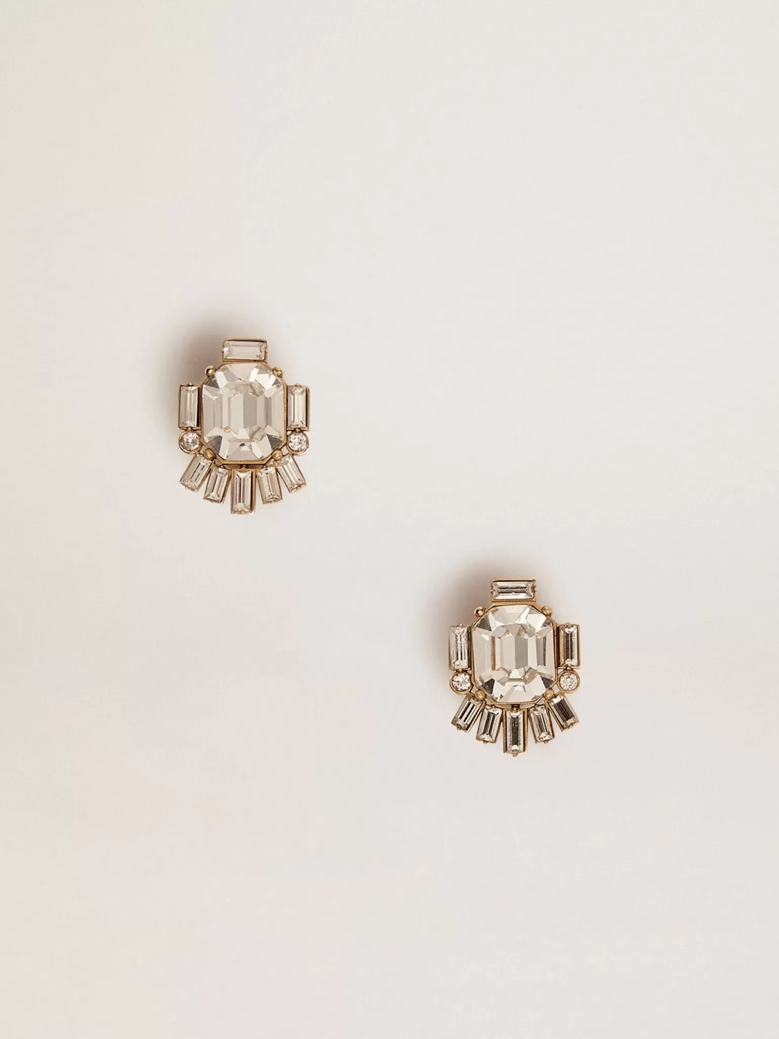 Clearance Brincos femininos Déco na cor ouro velho com cristais MULHER Joias