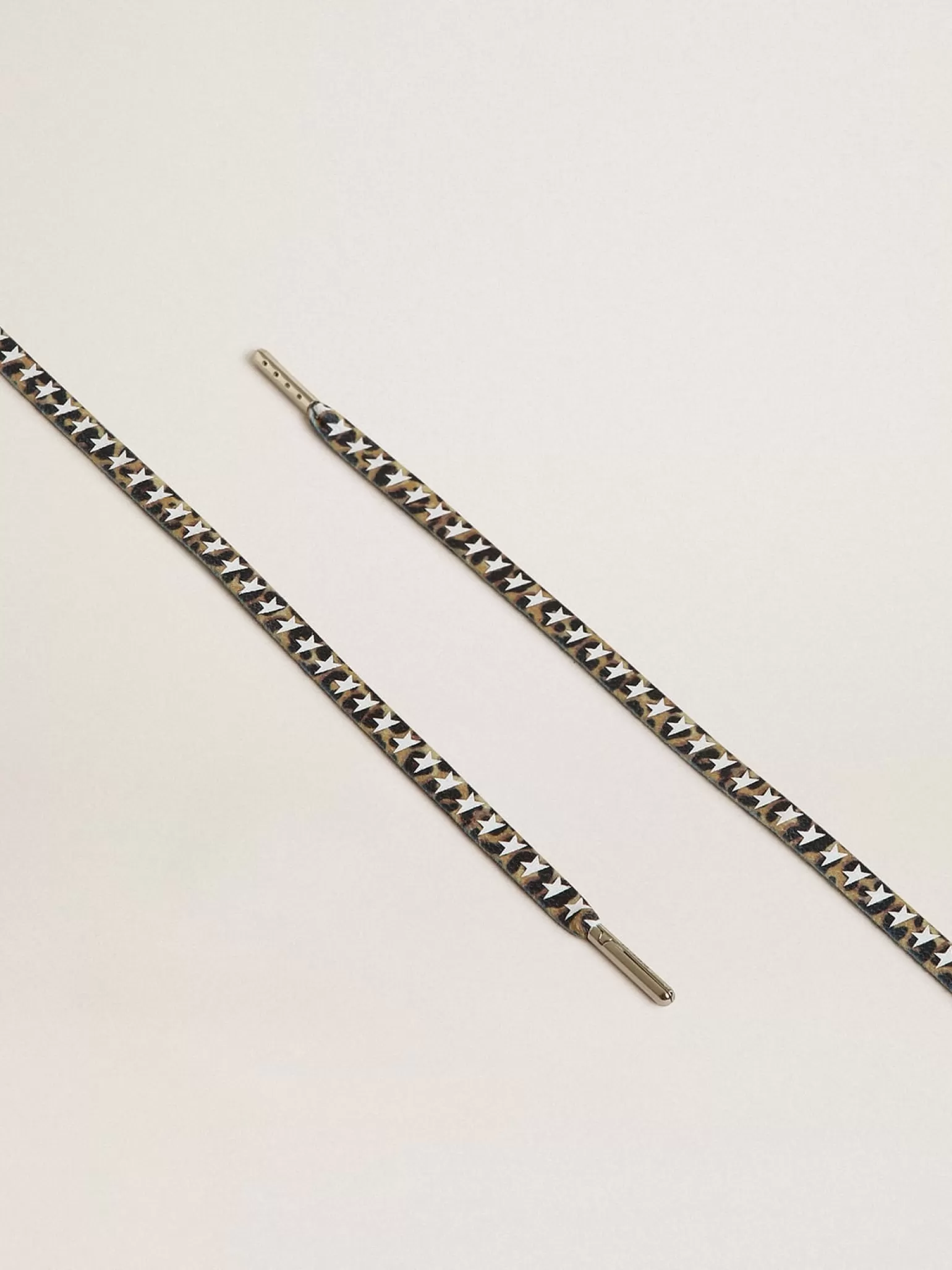 Clearance Cadarços com estampa de leopardo nas cores bege e marrom com estrelas brancas em contraste MULHER Cadarços | Cadarços