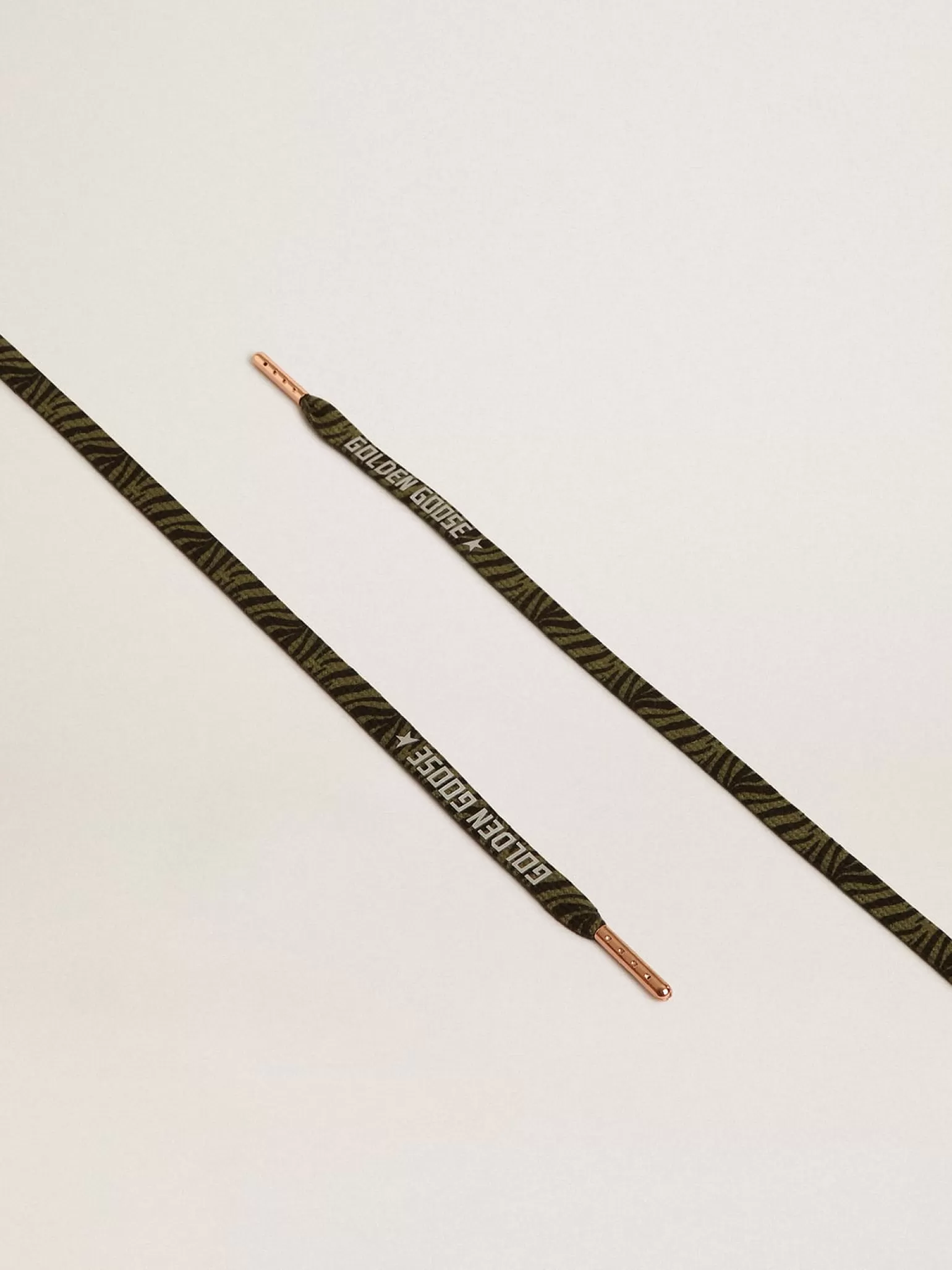 Cheap Cadarços com estampa de zebra verde e preto com logo prateado em contraste MULHER Cadarços | Cadarços