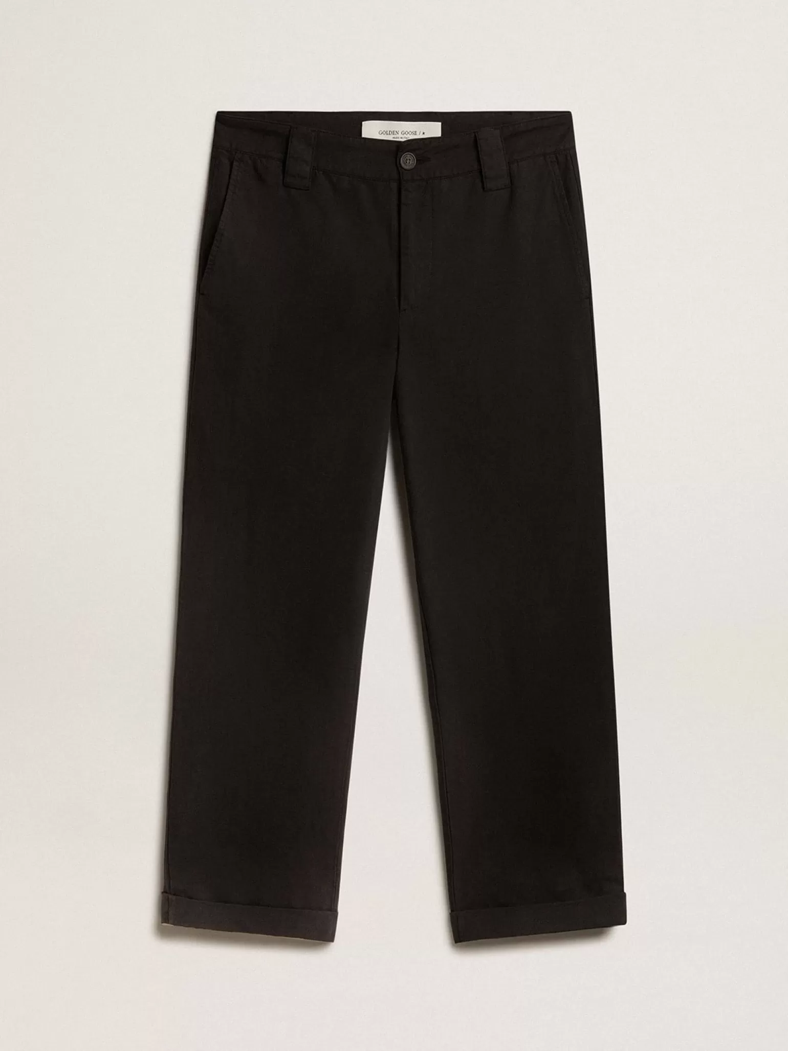 Outlet Calça chino de gabardine de algodão preto Beachwear | Jeans e calças