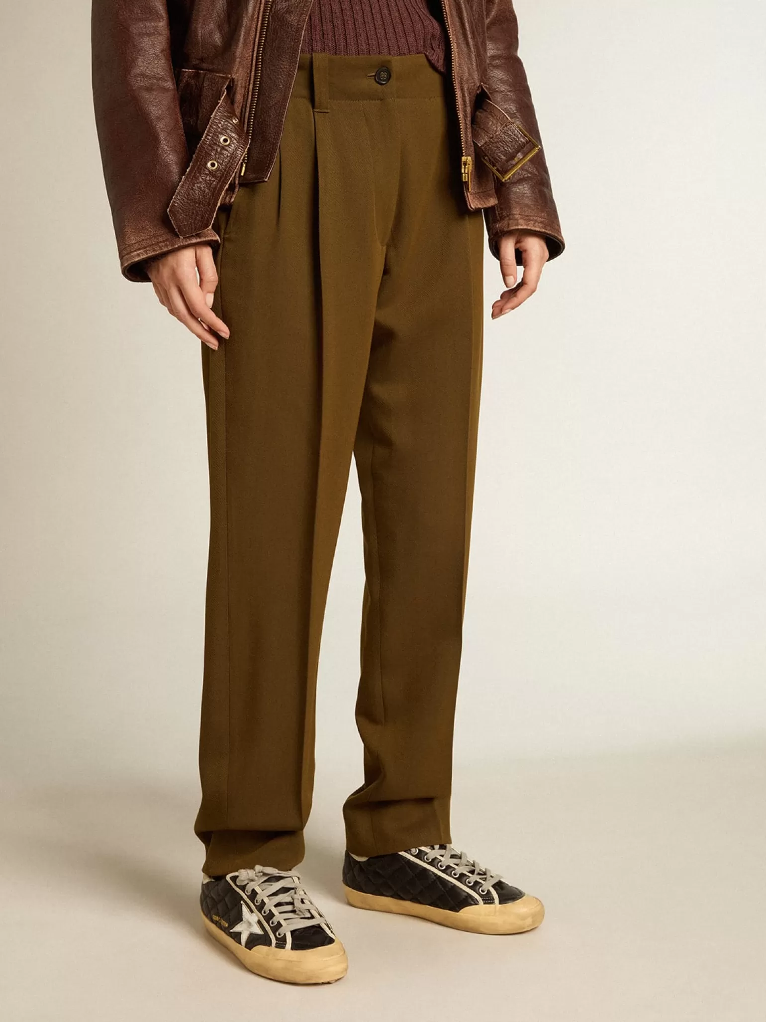 New Calça cor de faia misto lã e viscose MULHER Jeans e calças