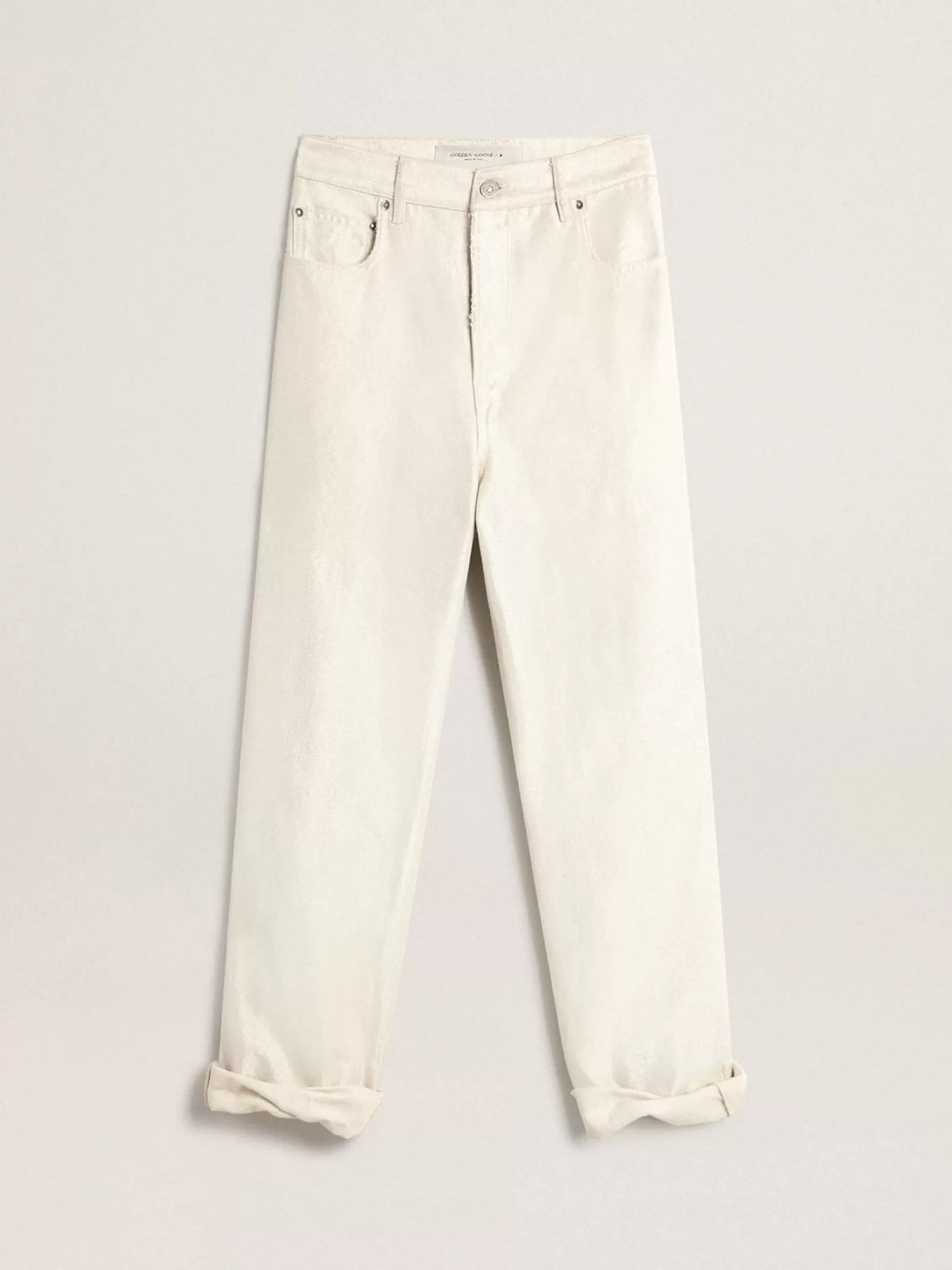 Sale Calça de brim branco dourado MULHER Jeans e calças