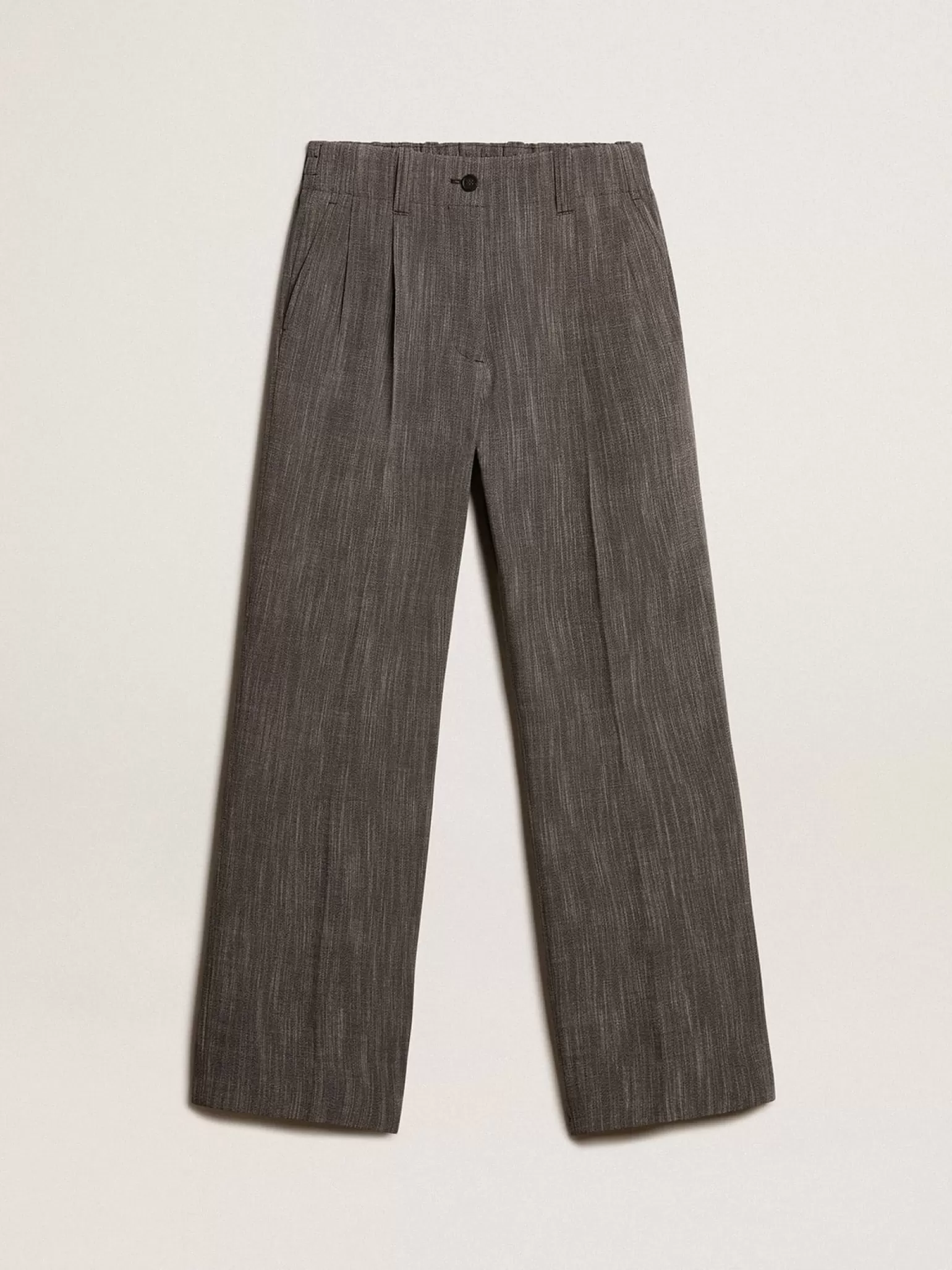 Best Calça de cintura alta feminina em mistura de lã melange cinza MULHER Jeans e calças