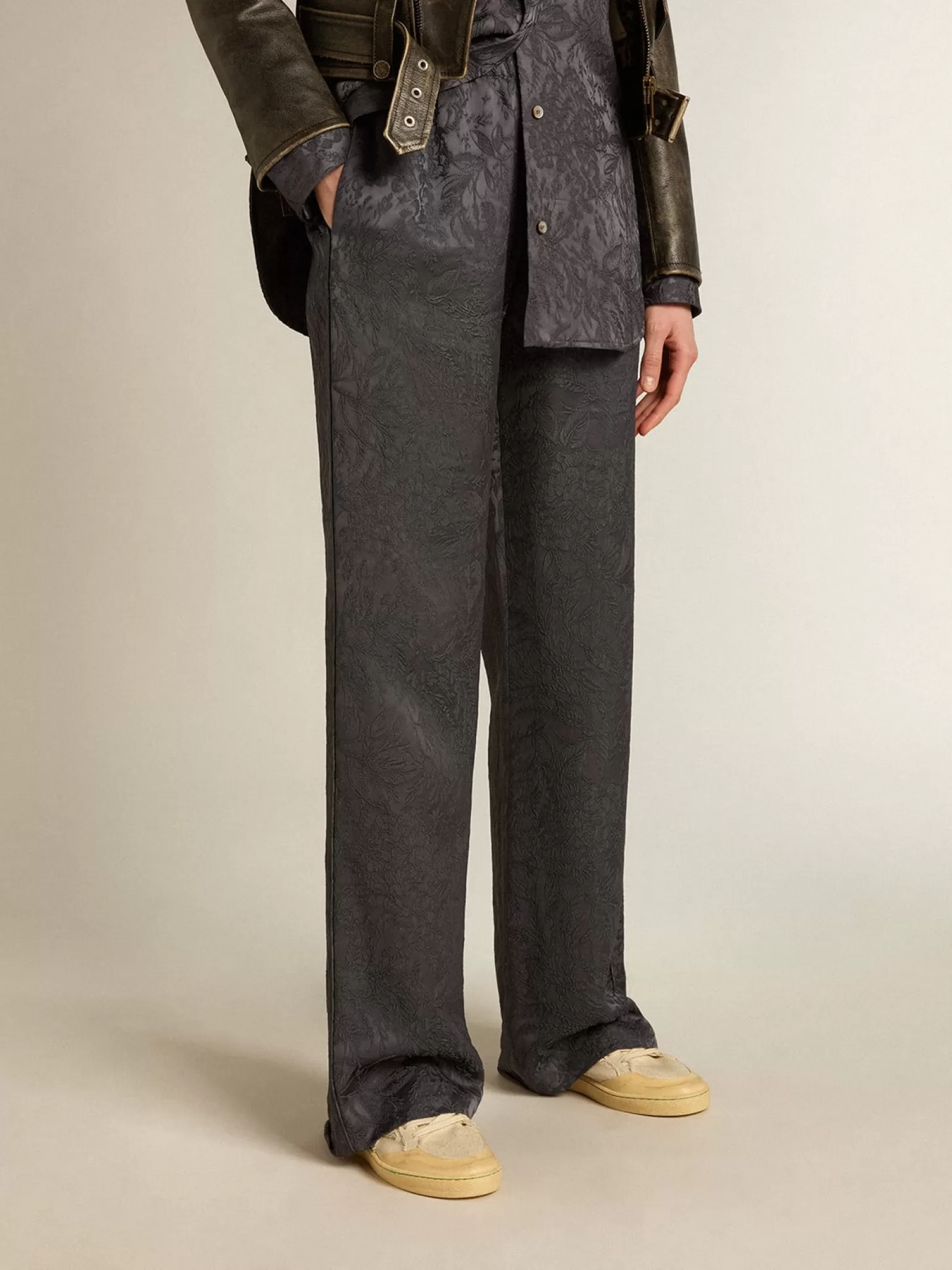 Clearance Calça de jacquard com estampa toile de jouy all over MULHER Jeans e calças