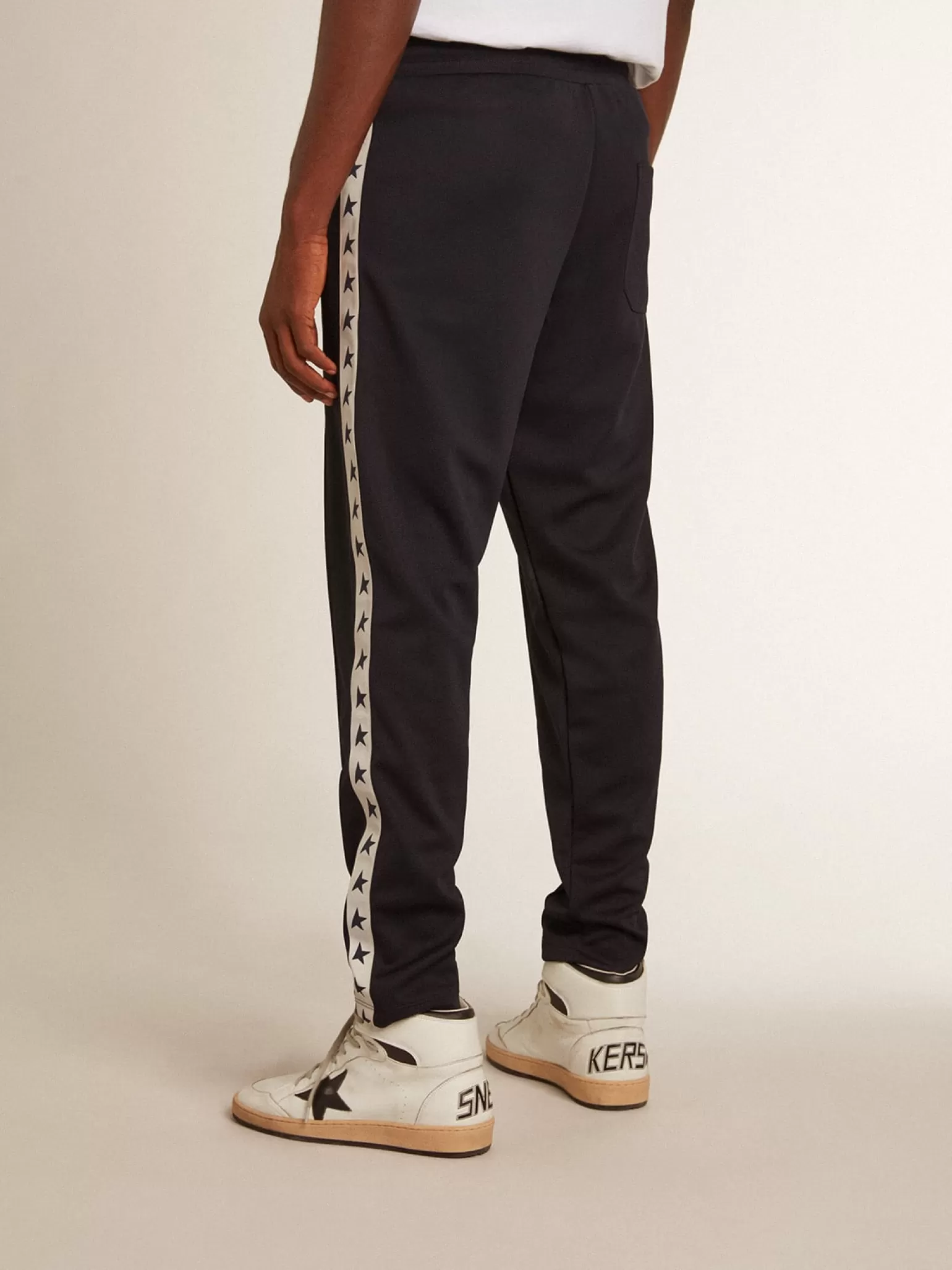 Best Sale Calça de jogging azul-escura com fita e estrelas em contraste Jeans e calças