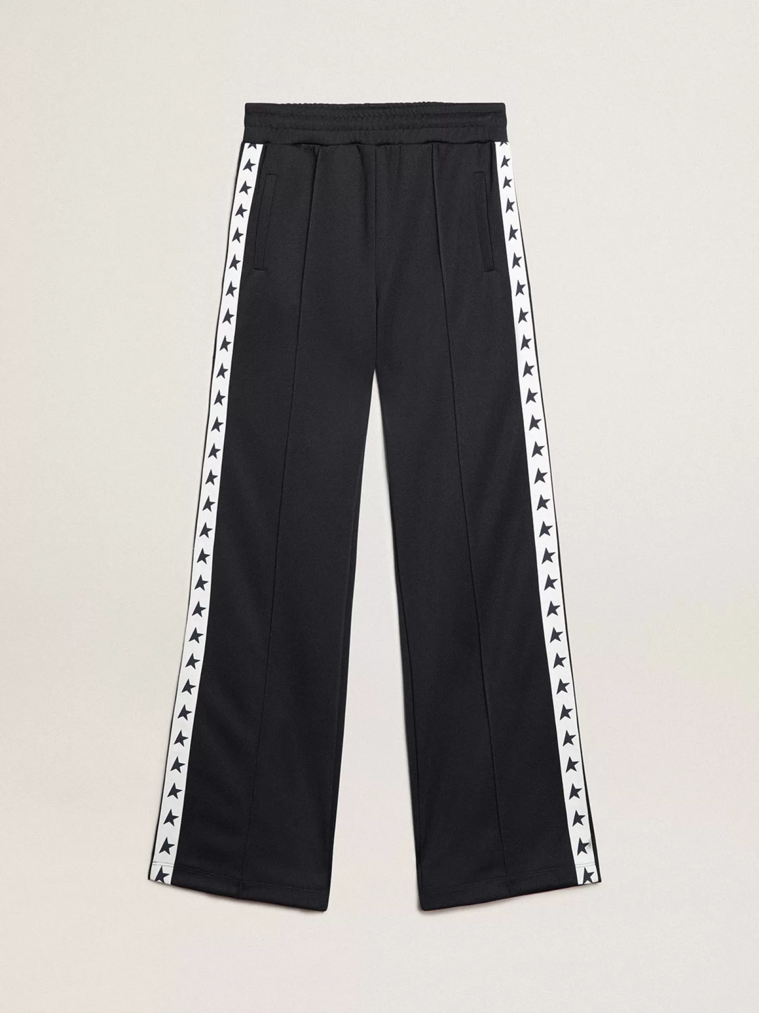 Online Calça de jogging azul-escura, fita branca e estrelas em contraste MULHER Jeans e calças