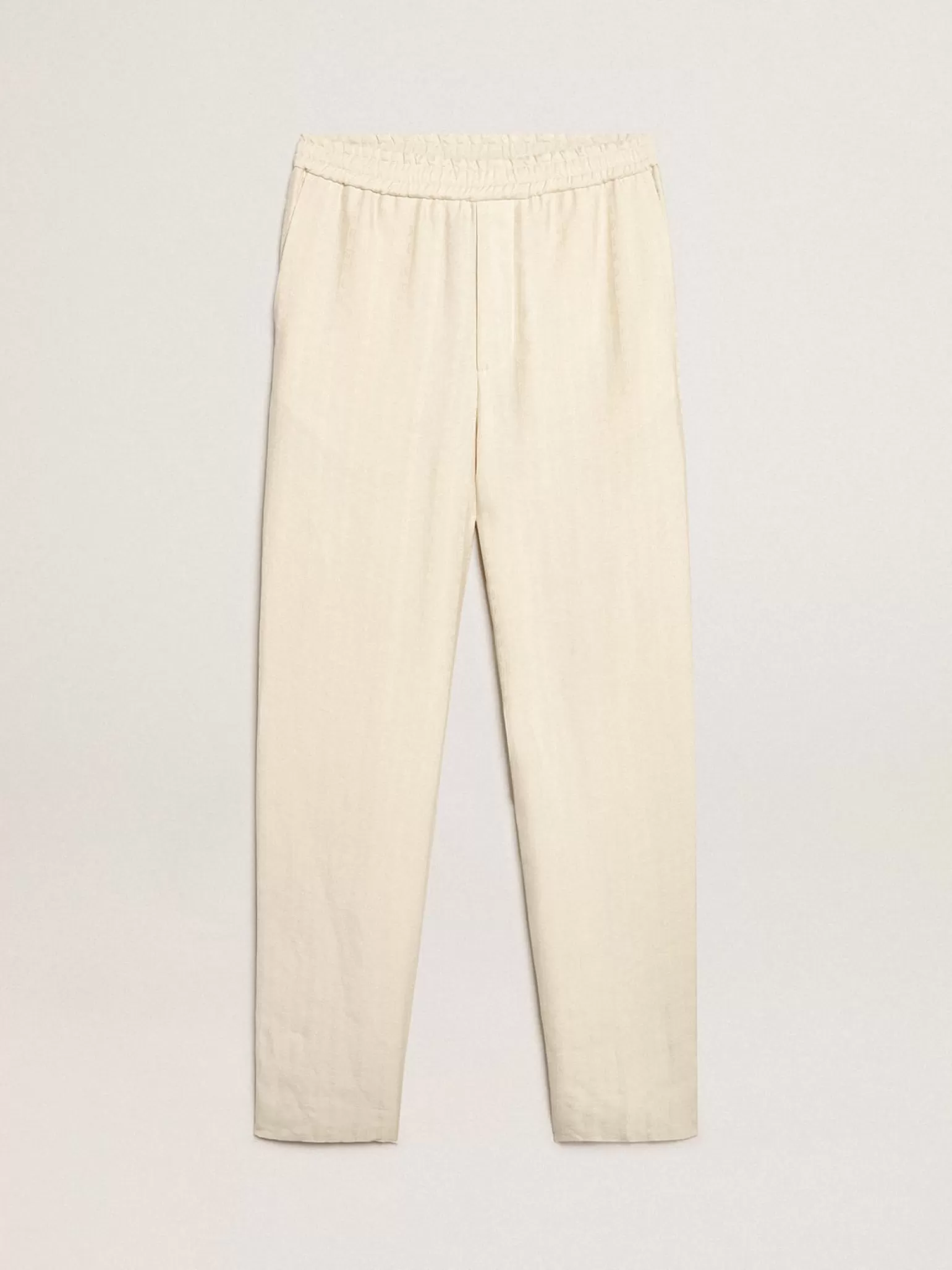 Fashion Calça de jogging de linho cor de pergaminho Jeans e calças