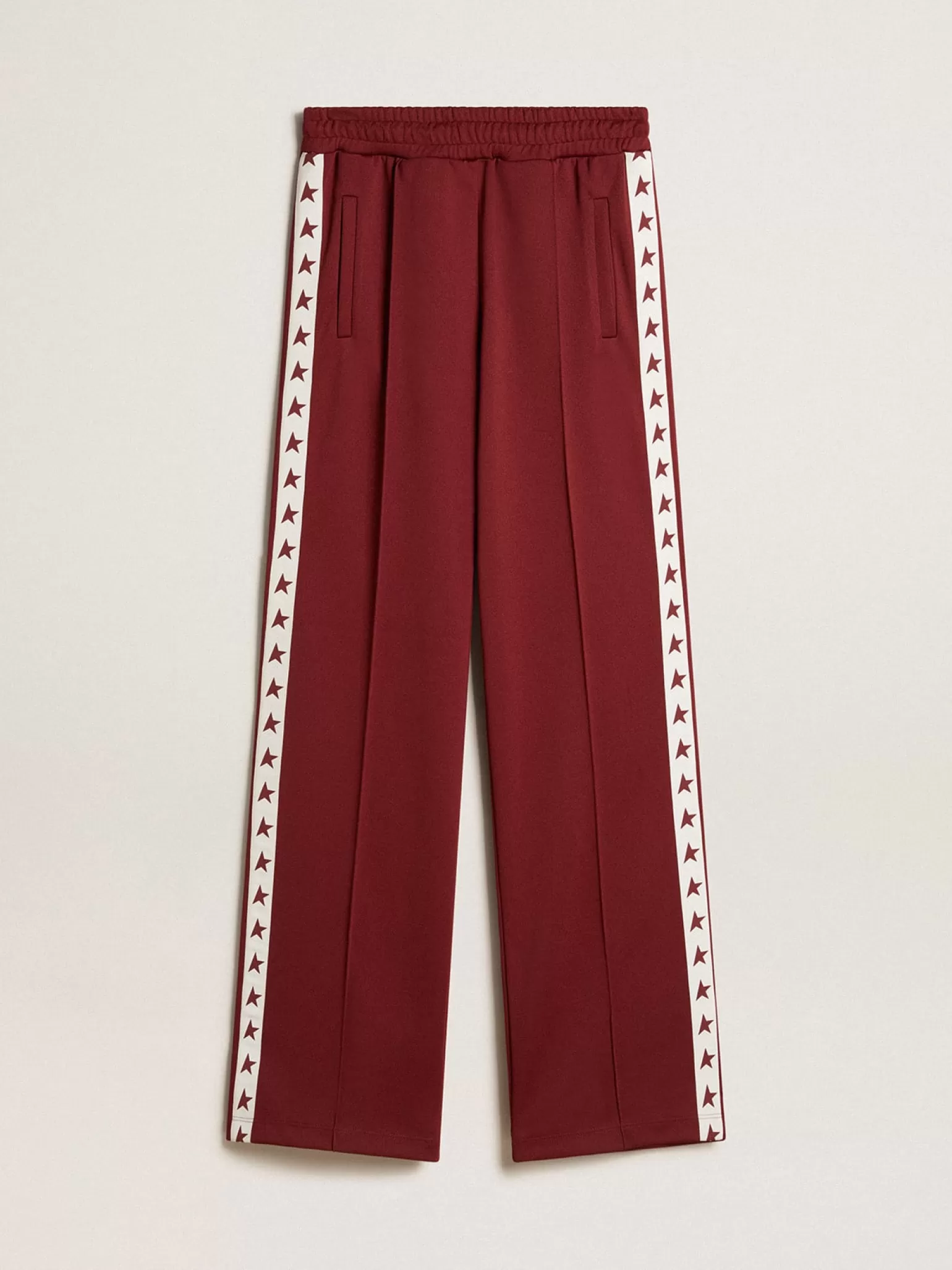 Fashion Calça de jogging feminina bordô com estrelas nas laterais MULHER Jeans e calças
