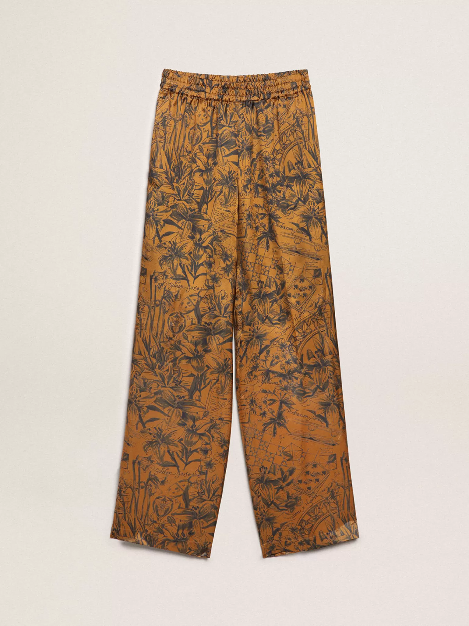 Fashion Calça de jogging feminina marrom dourado com estampa caderno de viagem MULHER Jeans e calças