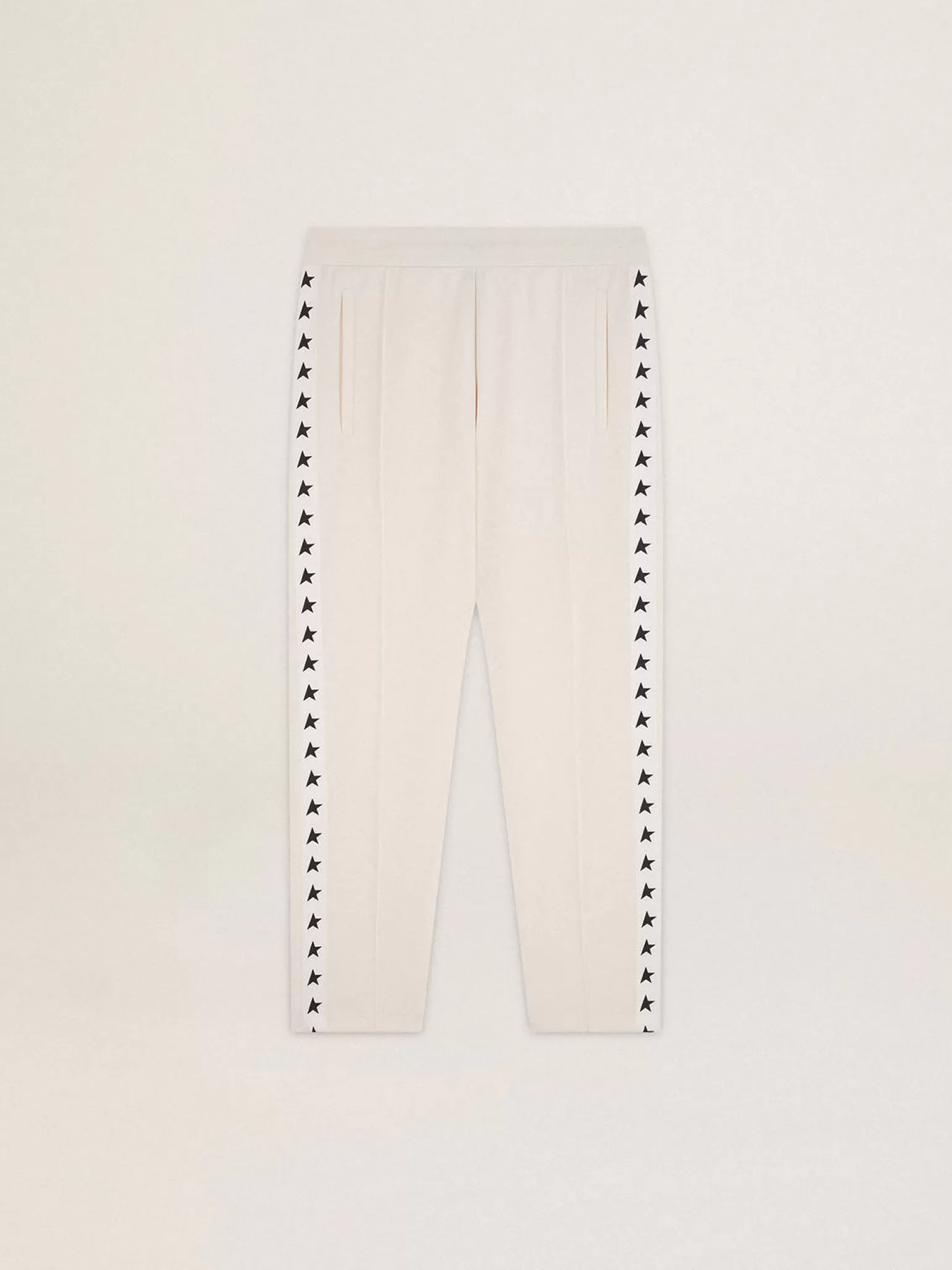 Outlet Calça de jogging masculina branca com estrelas pretas nas laterais Jeans e calças