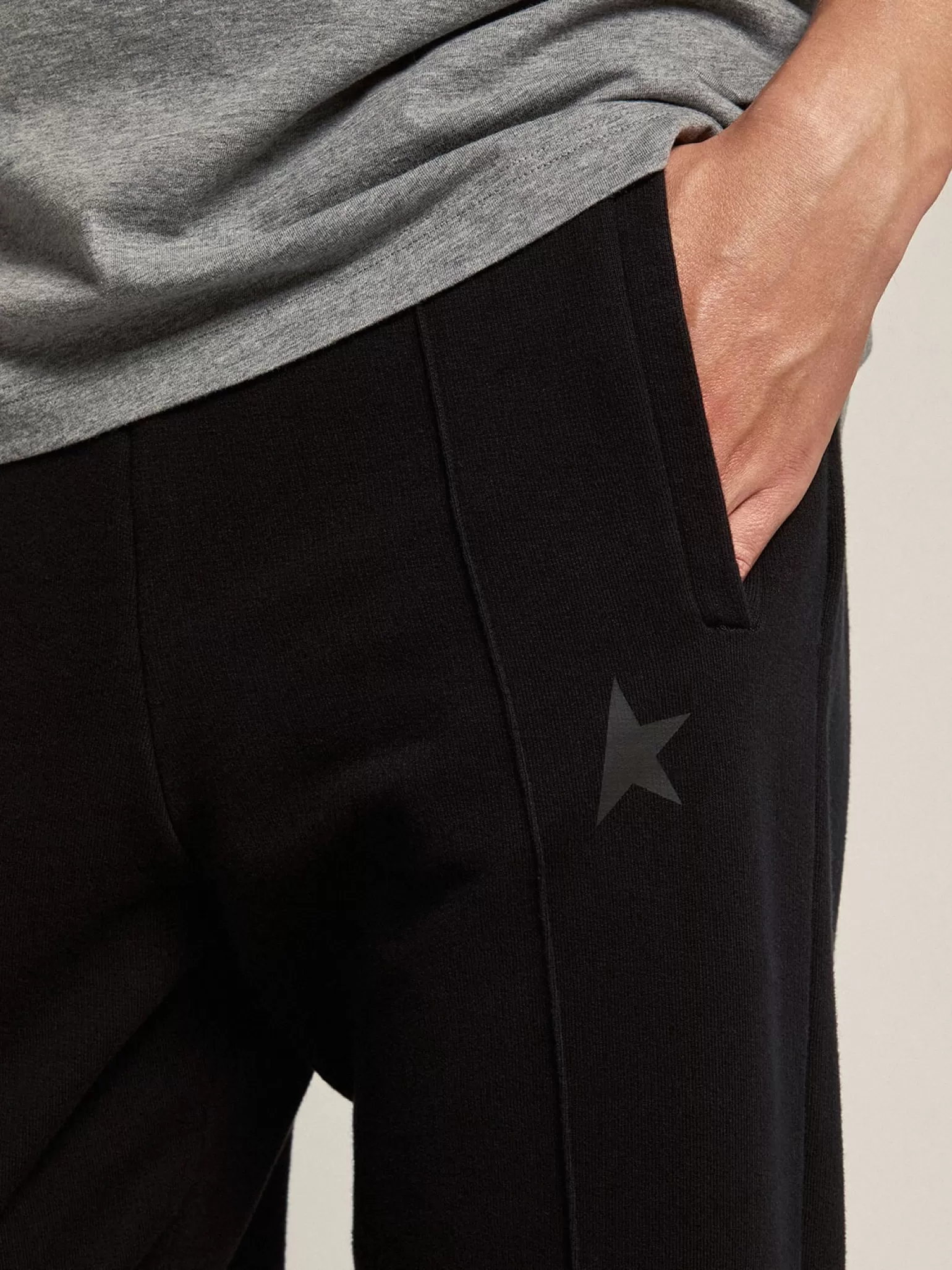 Outlet Calça de jogging masculina preta com estrela na frente Jeans e calças