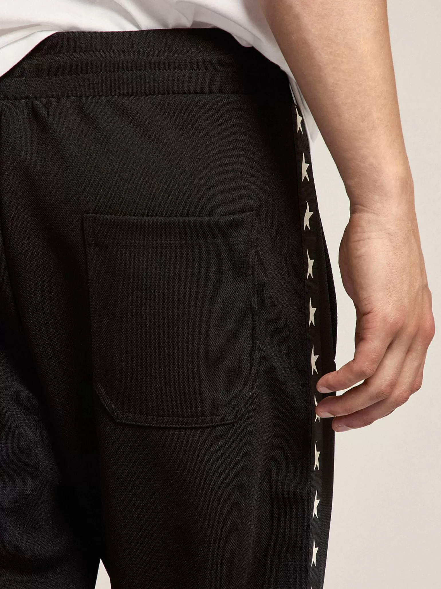 Discount Calça de jogging masculina preta com estrelas brancas nas laterais Jeans e calças