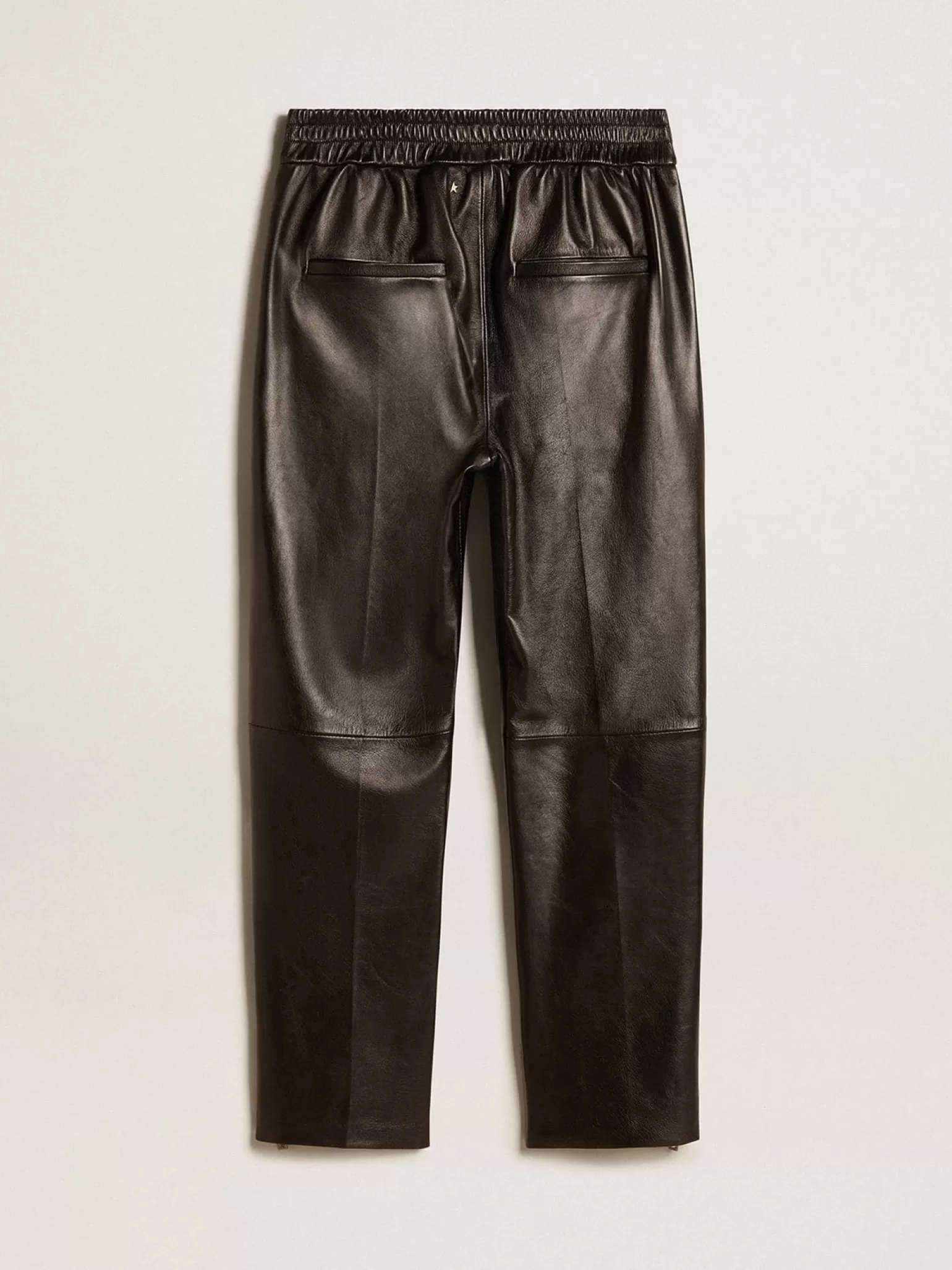 Fashion Calça de jogging preta de napa com zíper no fundo MULHER Jeans e calças